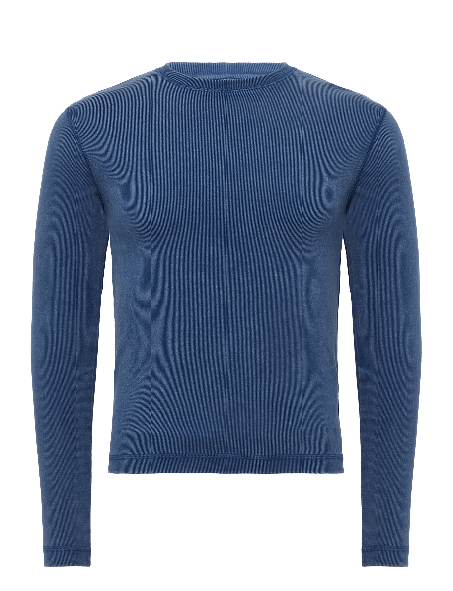 Weekday - Ribbed Long-Sleeved T-shirt - langærmede t-shirts - navy wash - 0