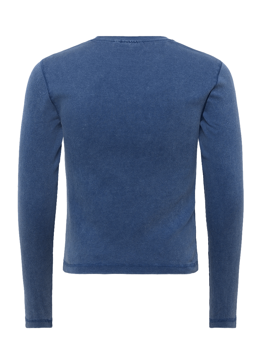 Weekday - Ribbed Long-Sleeved T-shirt - langærmede t-shirts - navy wash - 1
