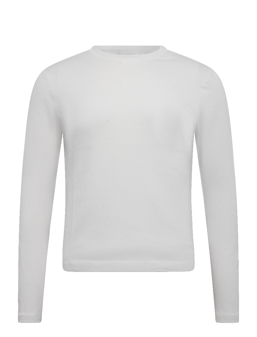Weekday - Ribbed Long-Sleeved T-shirt - langärmelige t-shirts - off white - 0