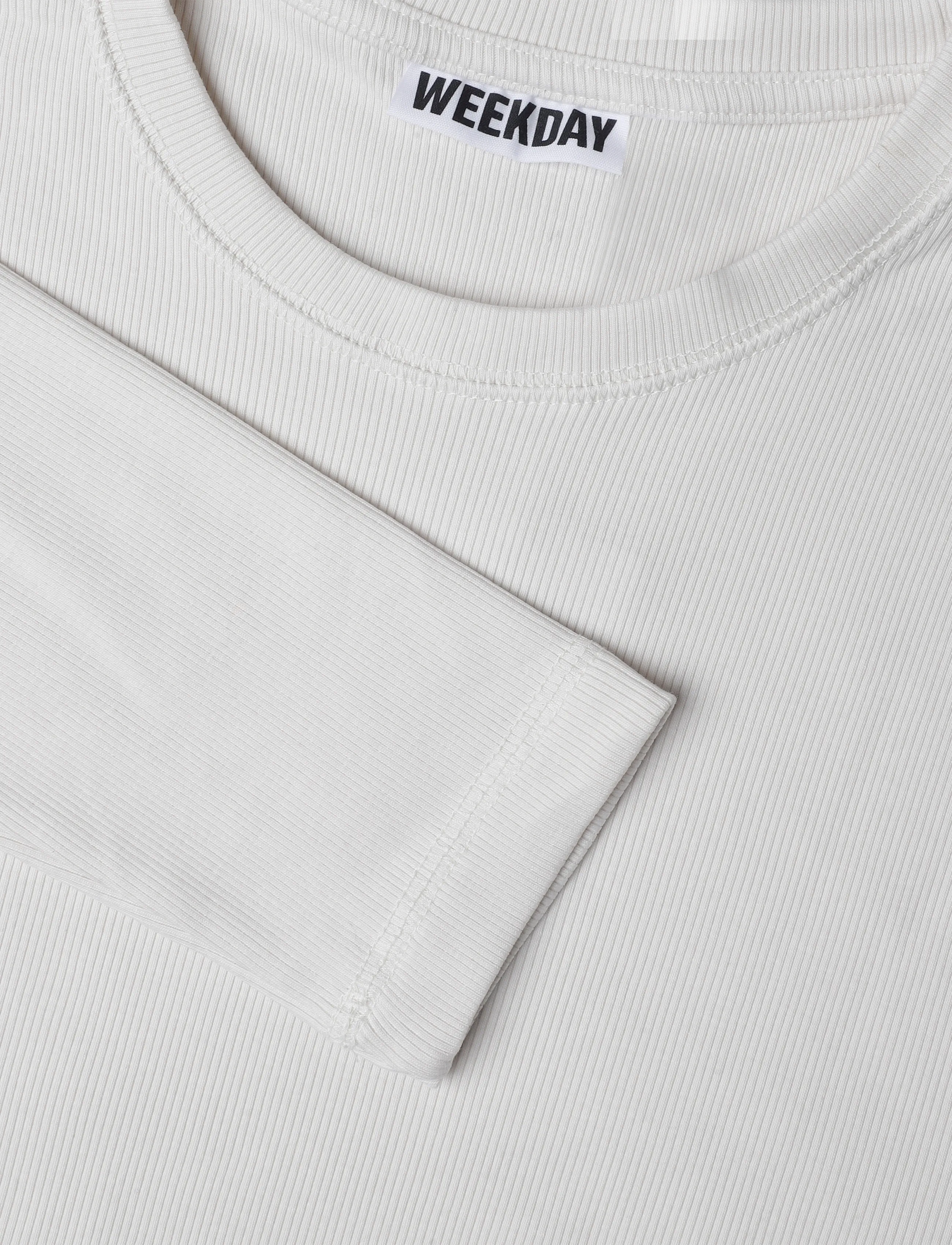 Weekday - Ribbed Long-Sleeved T-shirt - langärmelige t-shirts - off white - 2