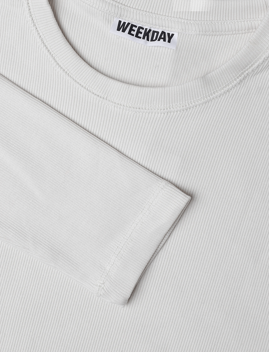 Weekday - Ribbed Long-Sleeved T-shirt - langärmelige t-shirts - off white - 2