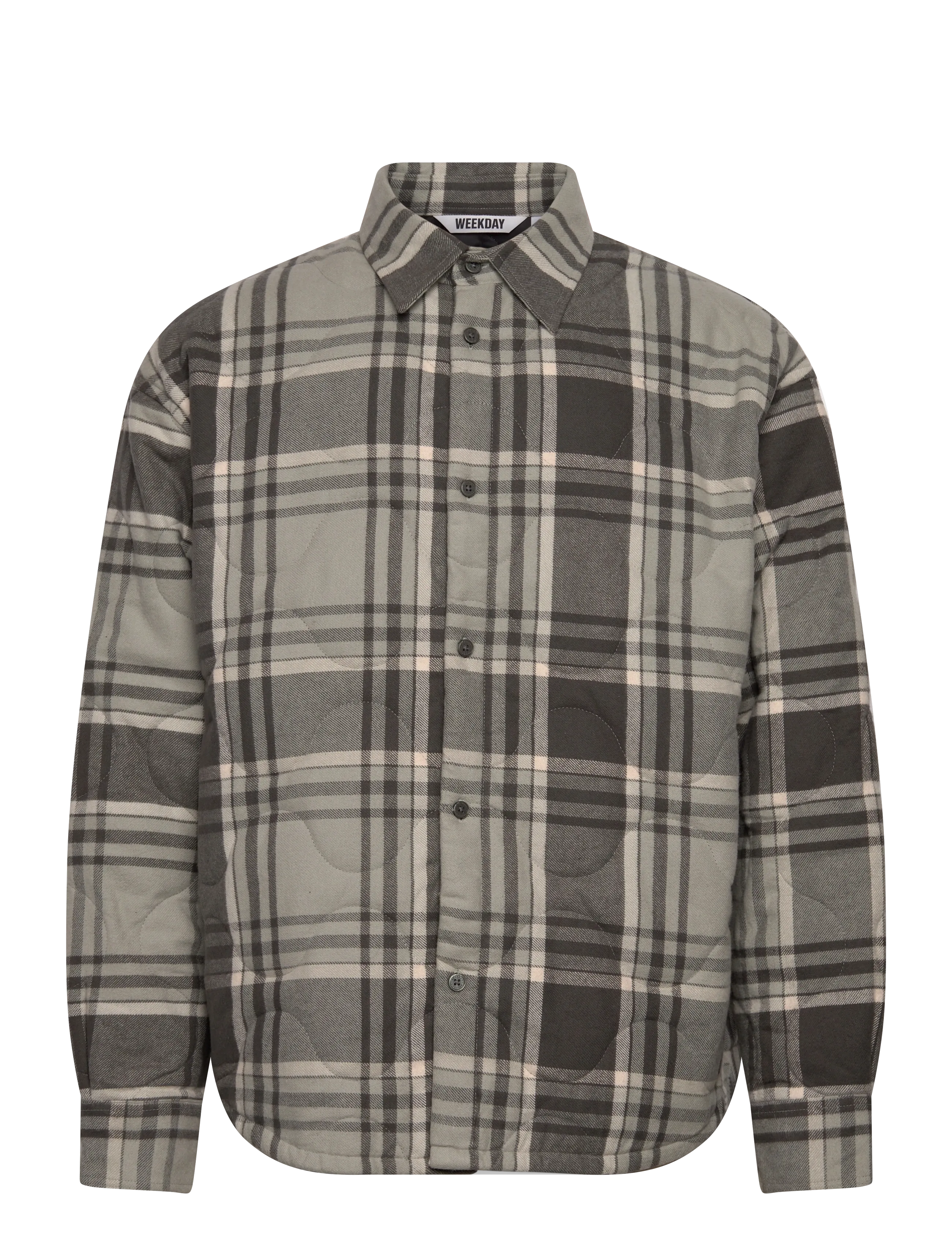 Weekday Padded Flannel Overshirt Jacket, L, Oberteile, Grau - Overshirts, Männerswear