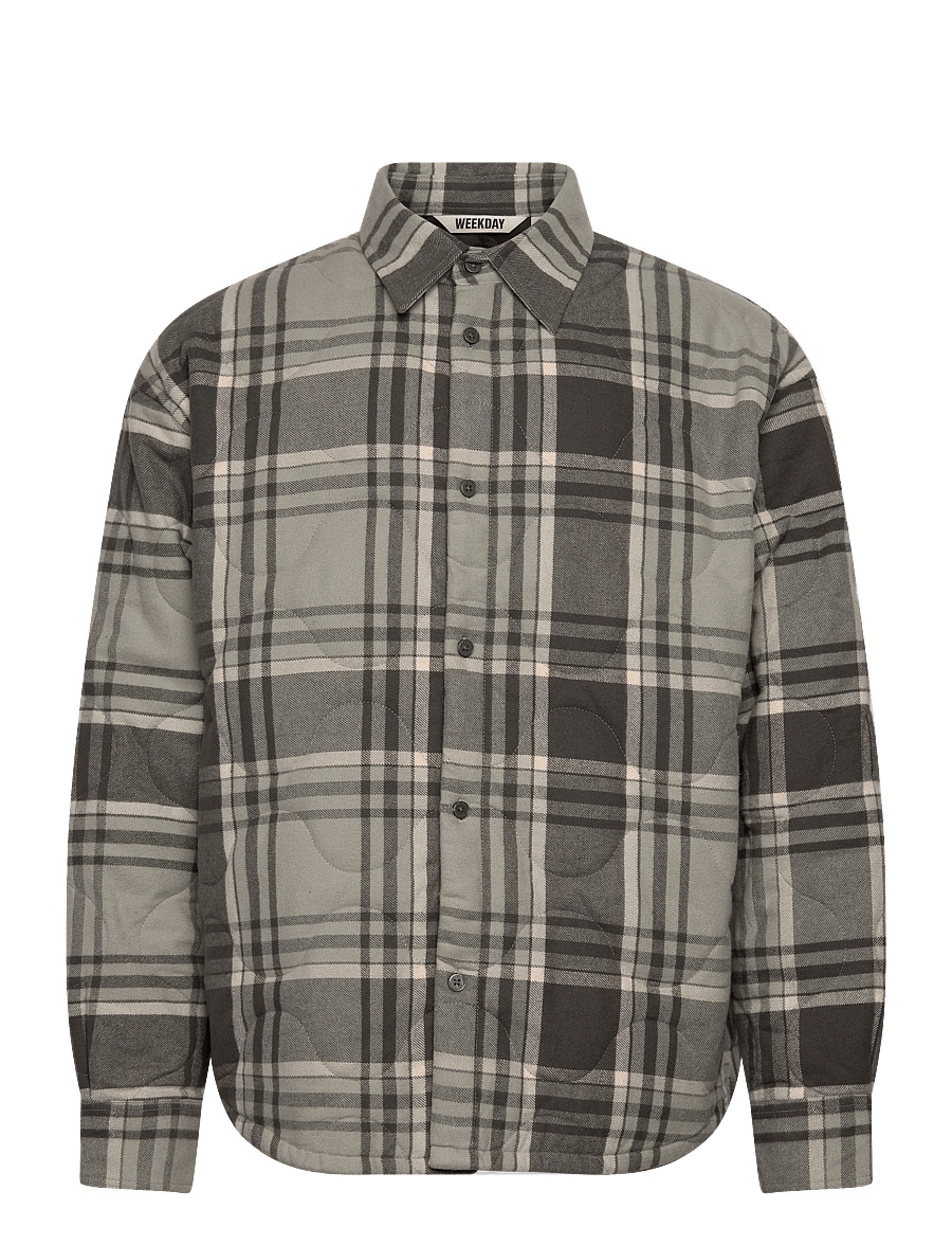 Weekday - Padded Flannel Overshirt Jacket - shoppa efter tillfälle - grey check - 0