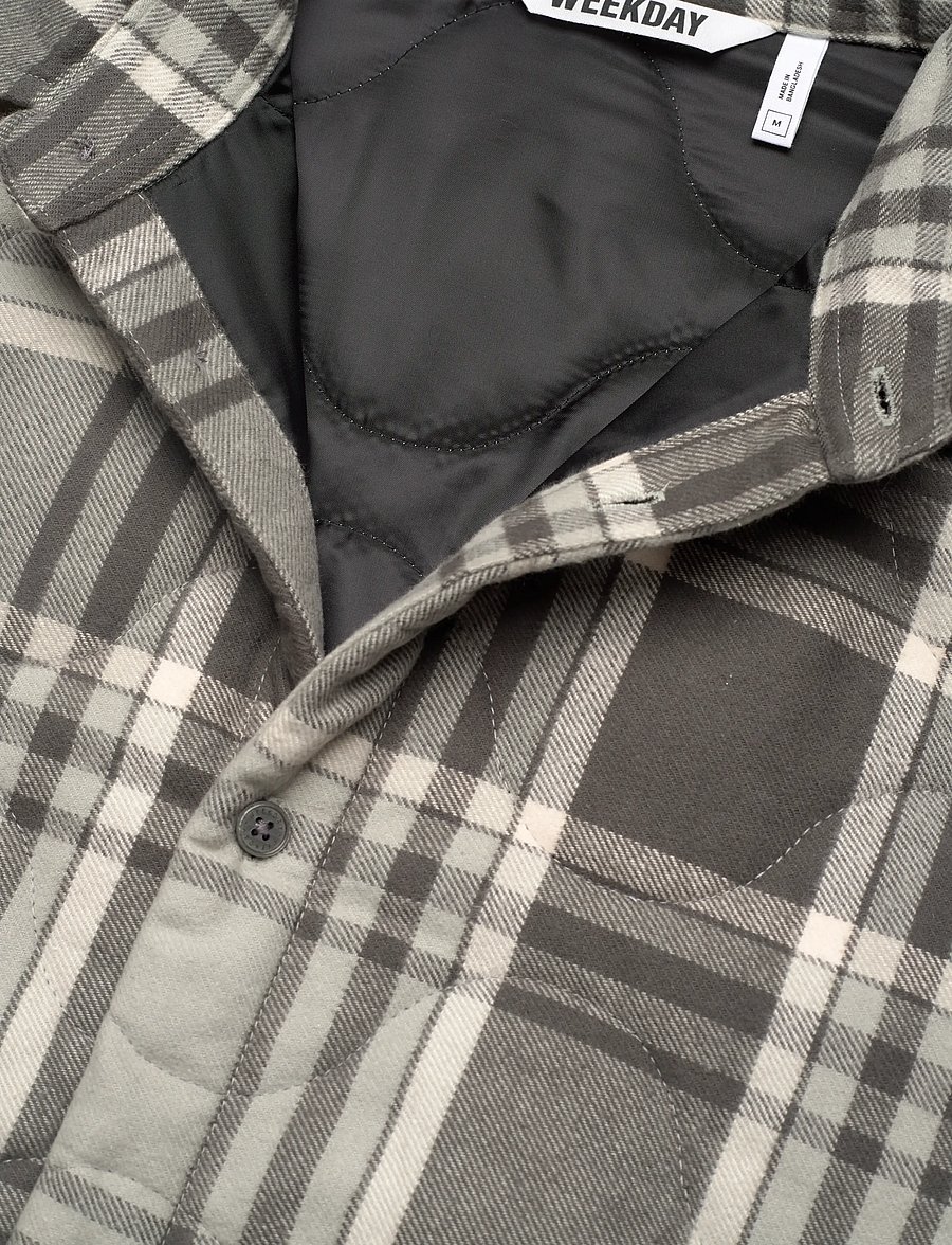 Weekday - Padded Flannel Overshirt Jacket - shoppa efter tillfälle - grey check - 2