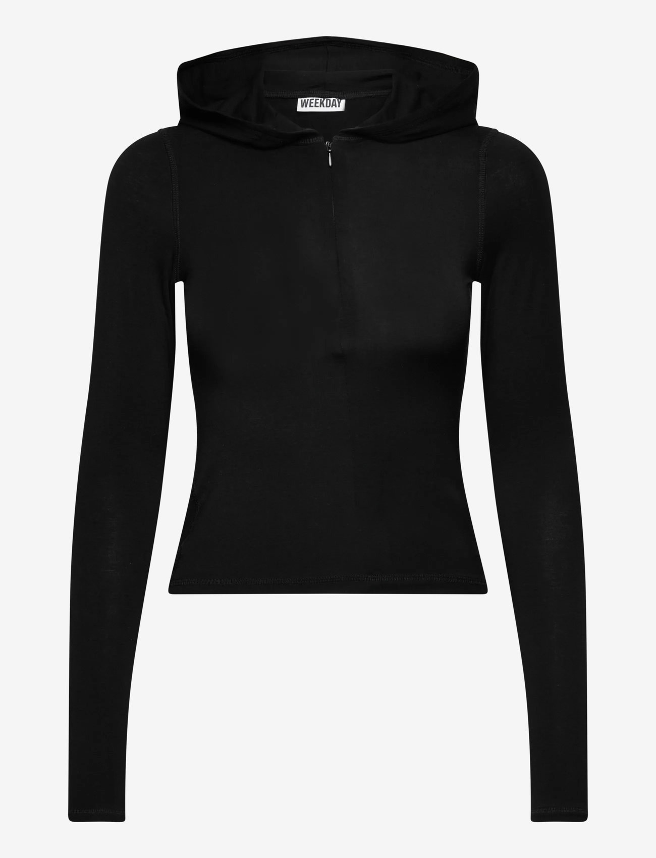 Weekday - Slim Fit Lyocell Zip Hoodie - džemperiai su gobtuvu - black dark - 0
