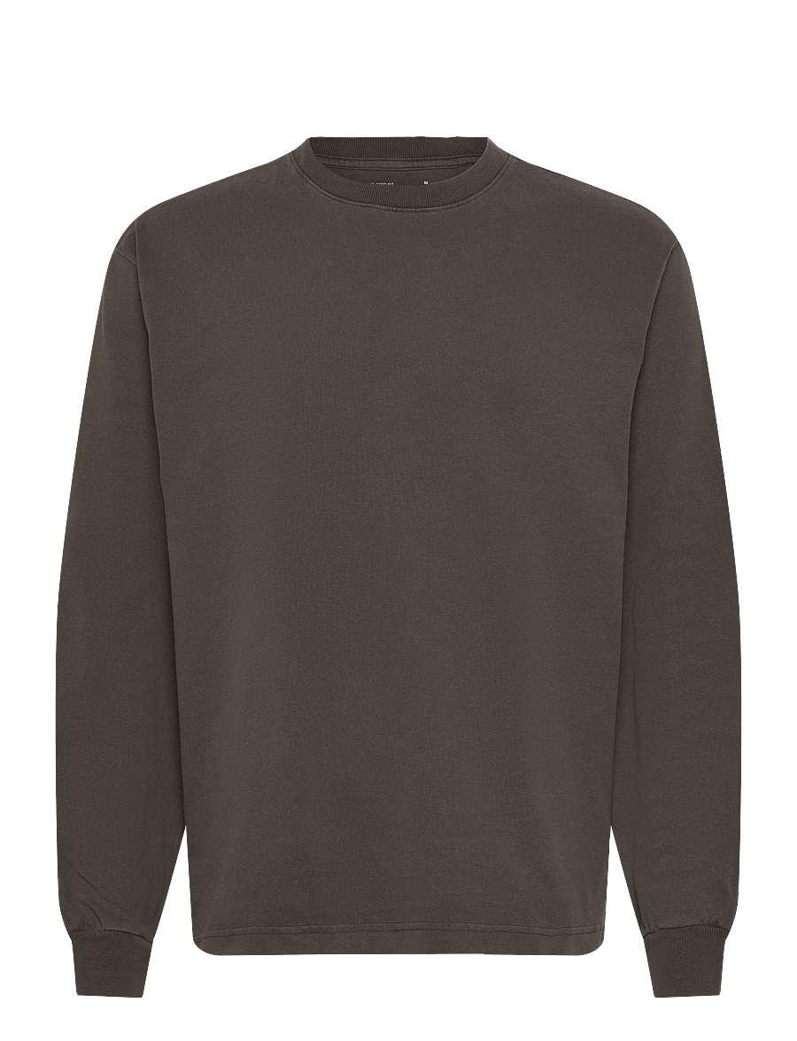Weekday - Relaxed Long-Sleeved T-shirt - langærmede t-shirts - dark brown - 0