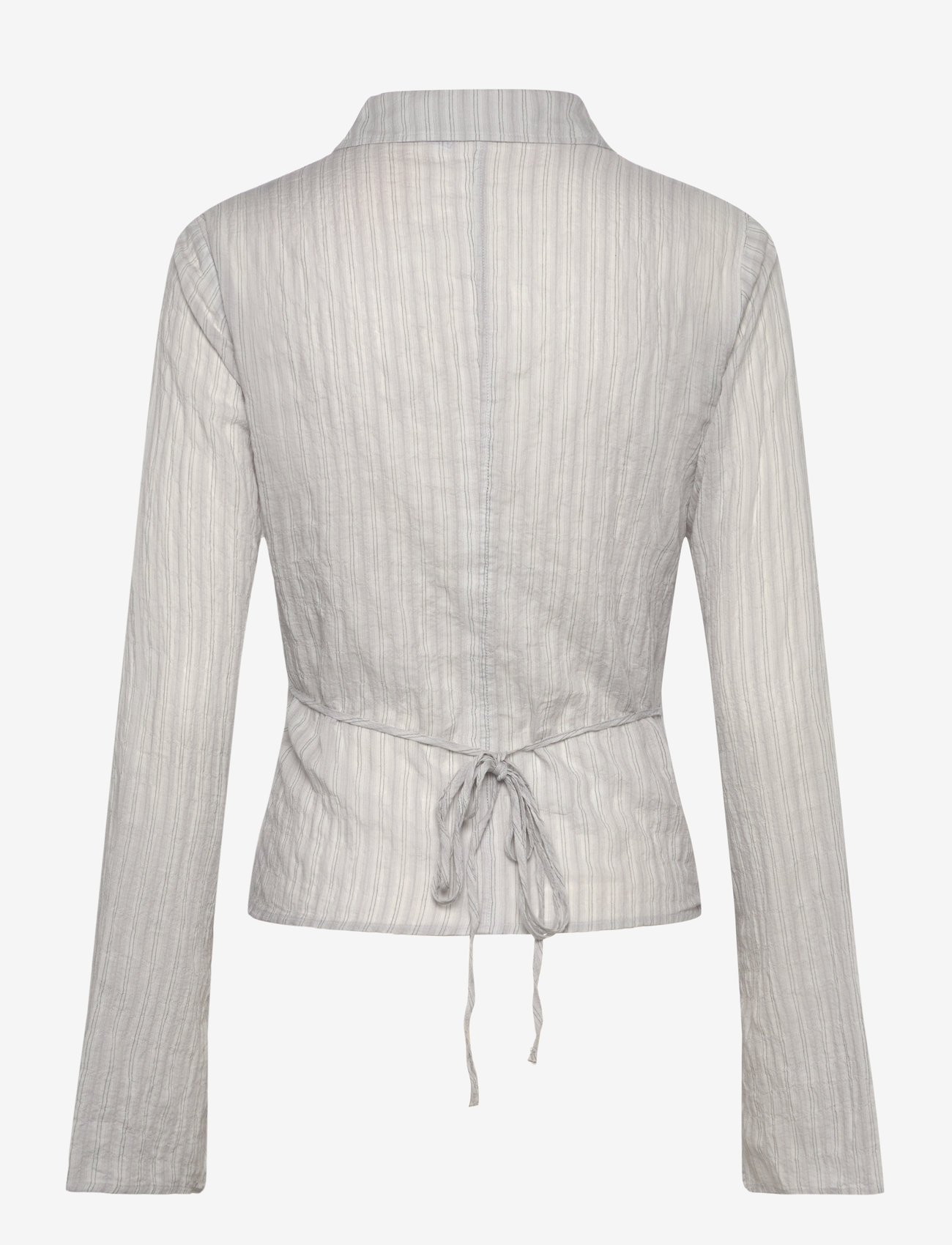 Weekday - Long-Sleeved Wrap Poplin Shirt - long-sleeved shirts - blue stripe - 1