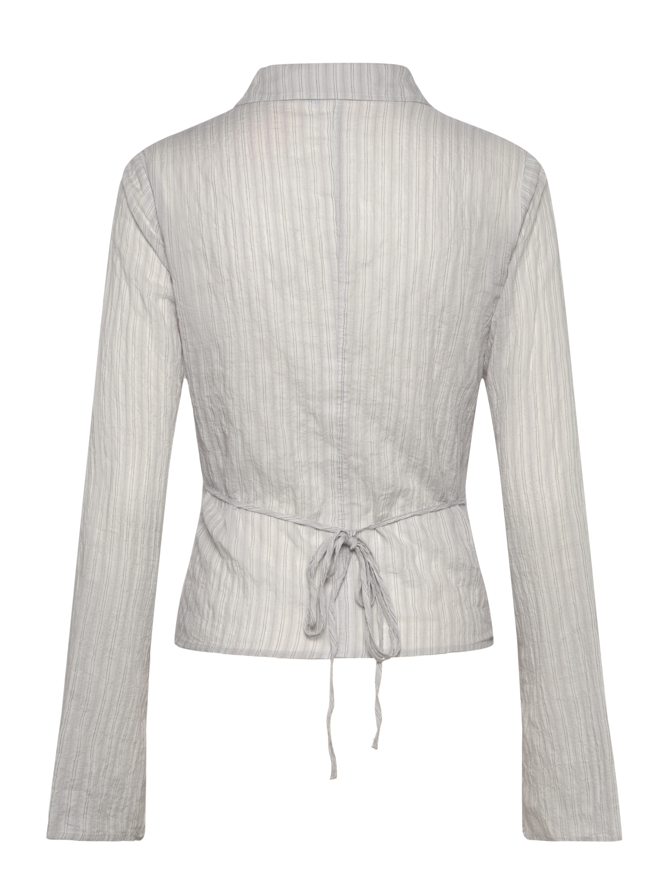 Weekday - Long-Sleeved Wrap Poplin Shirt - blue stripe - 1
