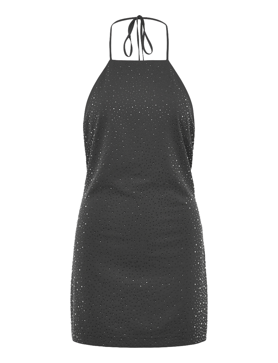 Weekday - Stone Mini Halterneck Dress - pailletkjoler - dark grey - 0