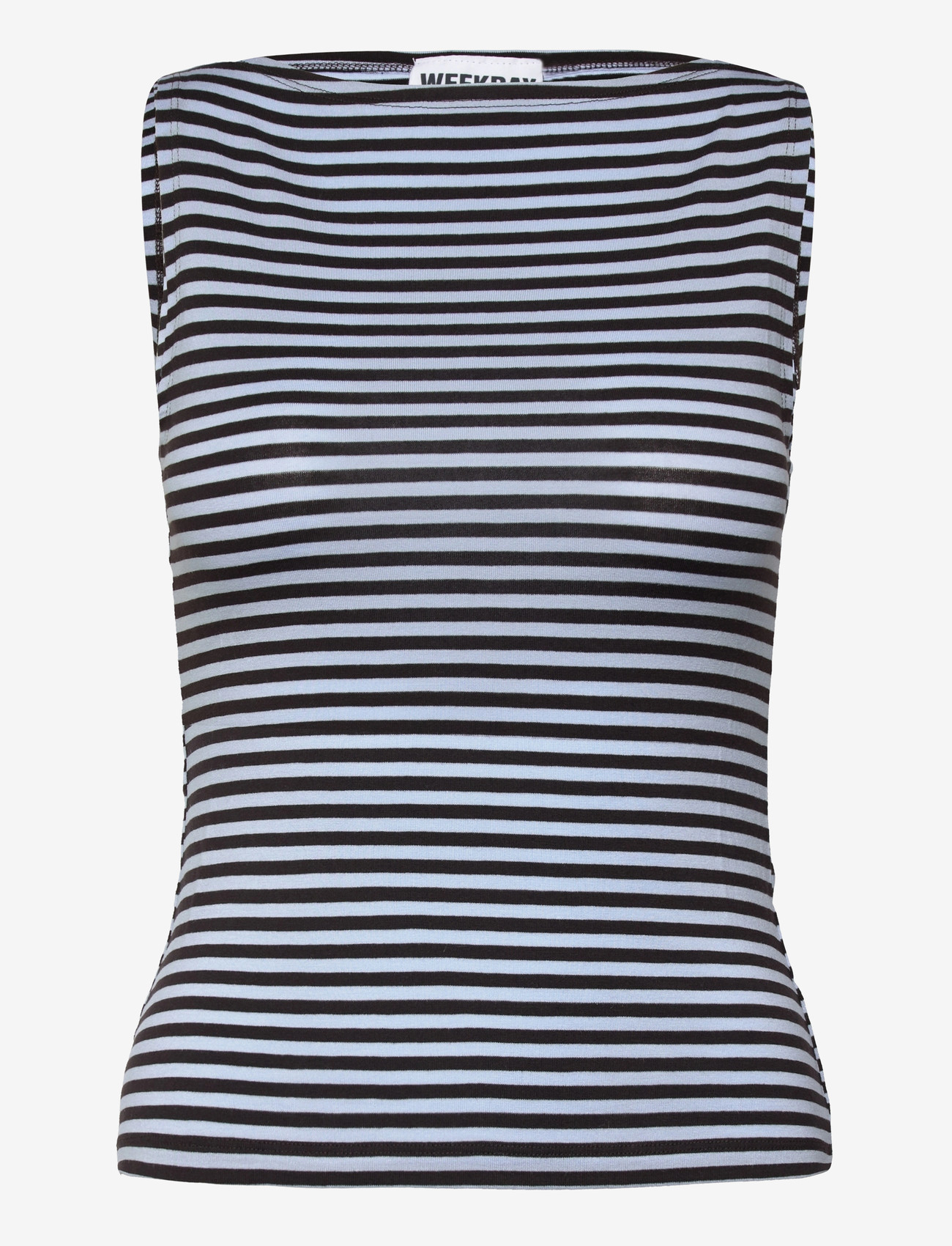 Weekday - Annie Striped Sleeveless Boat-Neck Top - Ärmellose tops - dark brown / light blue stripe - 0