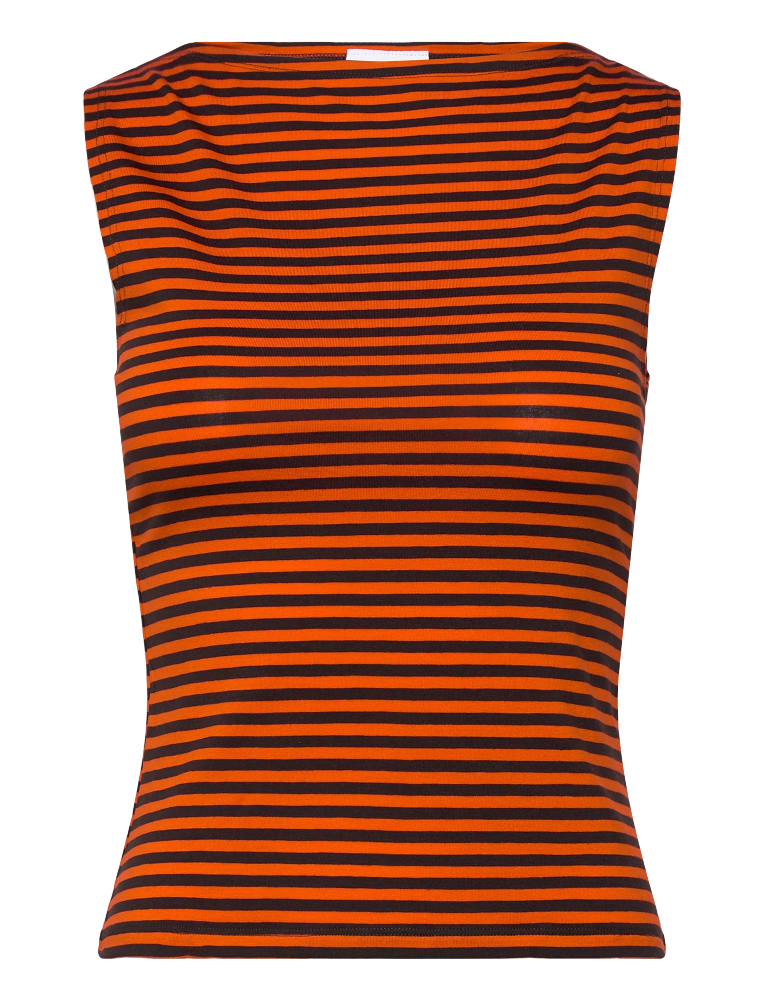 Weekday Annie Striped Sleeveless Boat-Neck Top - Ärmellose Tops - DARK BROWN/ORANGE STRIPE / orange