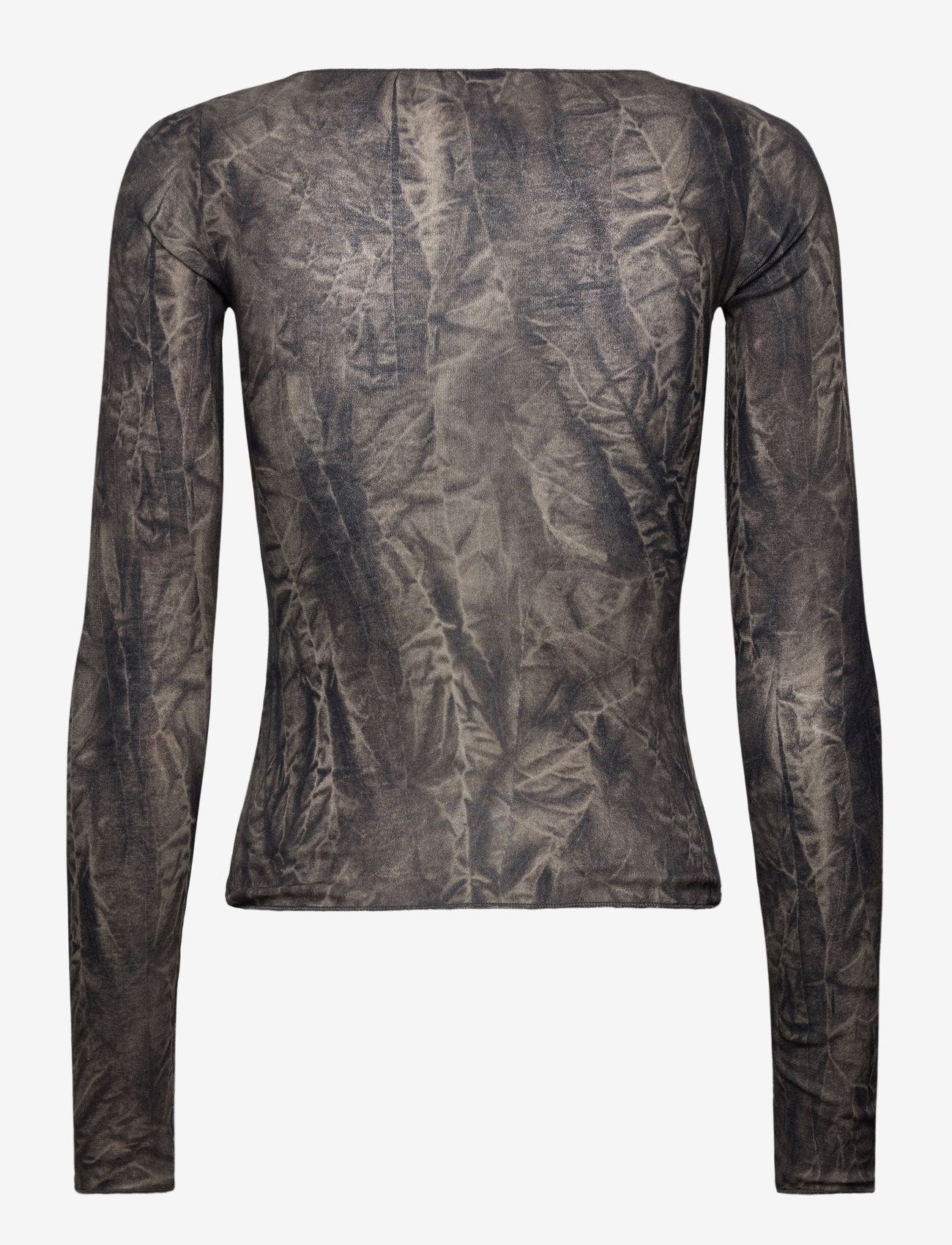 Weekday - Slim Fit Printed Long-Sleeved Boat-Neck Top - palaidinukės ilgomis rankovėmis - dark grey crincle print - 1