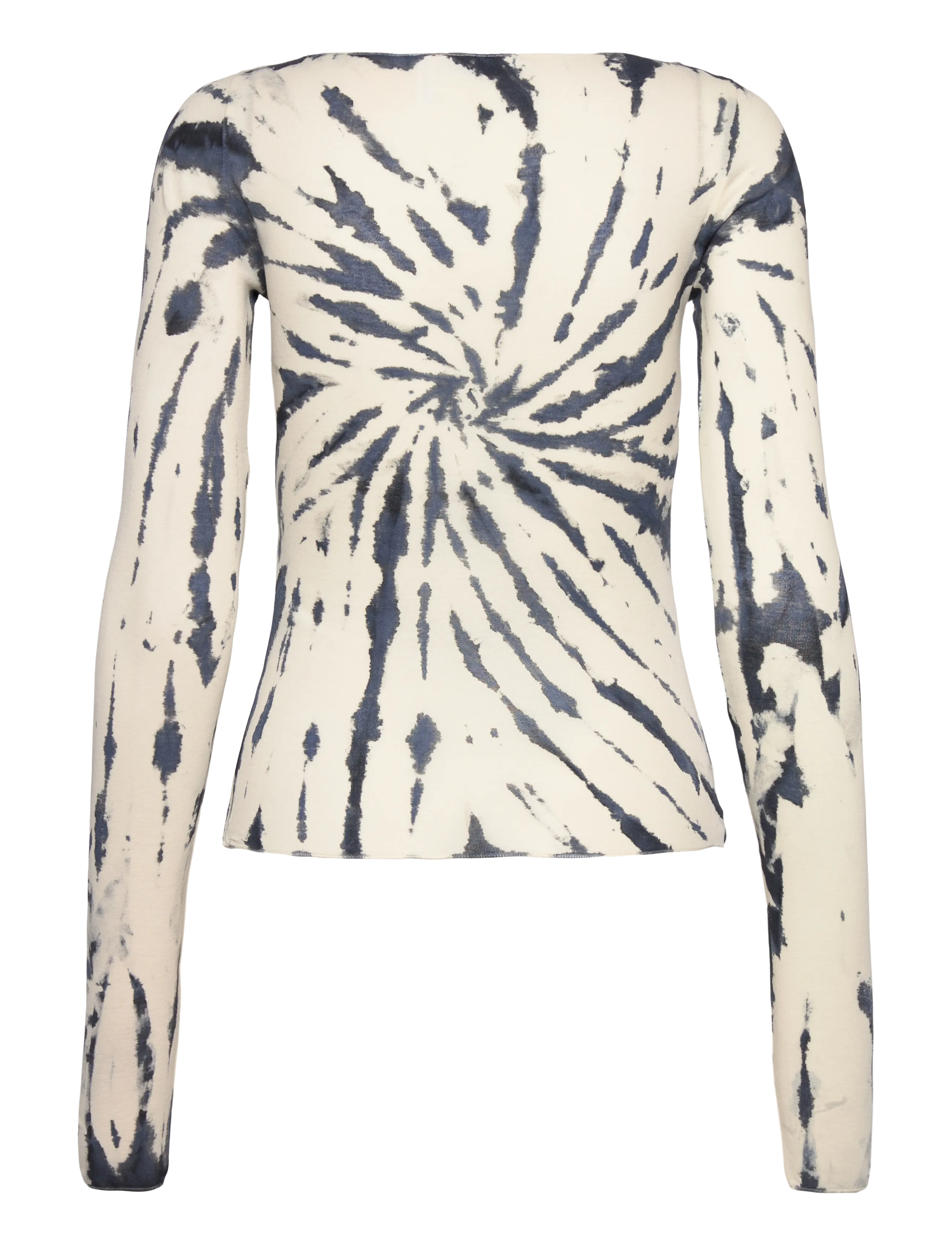 Weekday - Slim Fit Printed Long-Sleeved Boat-Neck Top - long-sleeved tops - white w tie dye - 1