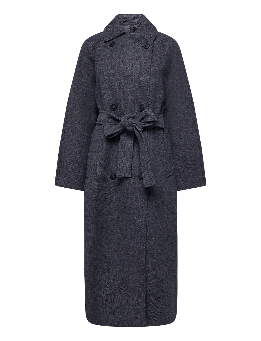 Weekday - Kia Woolblend Coat - vinterjackor - dark grey melange herringbone - 0