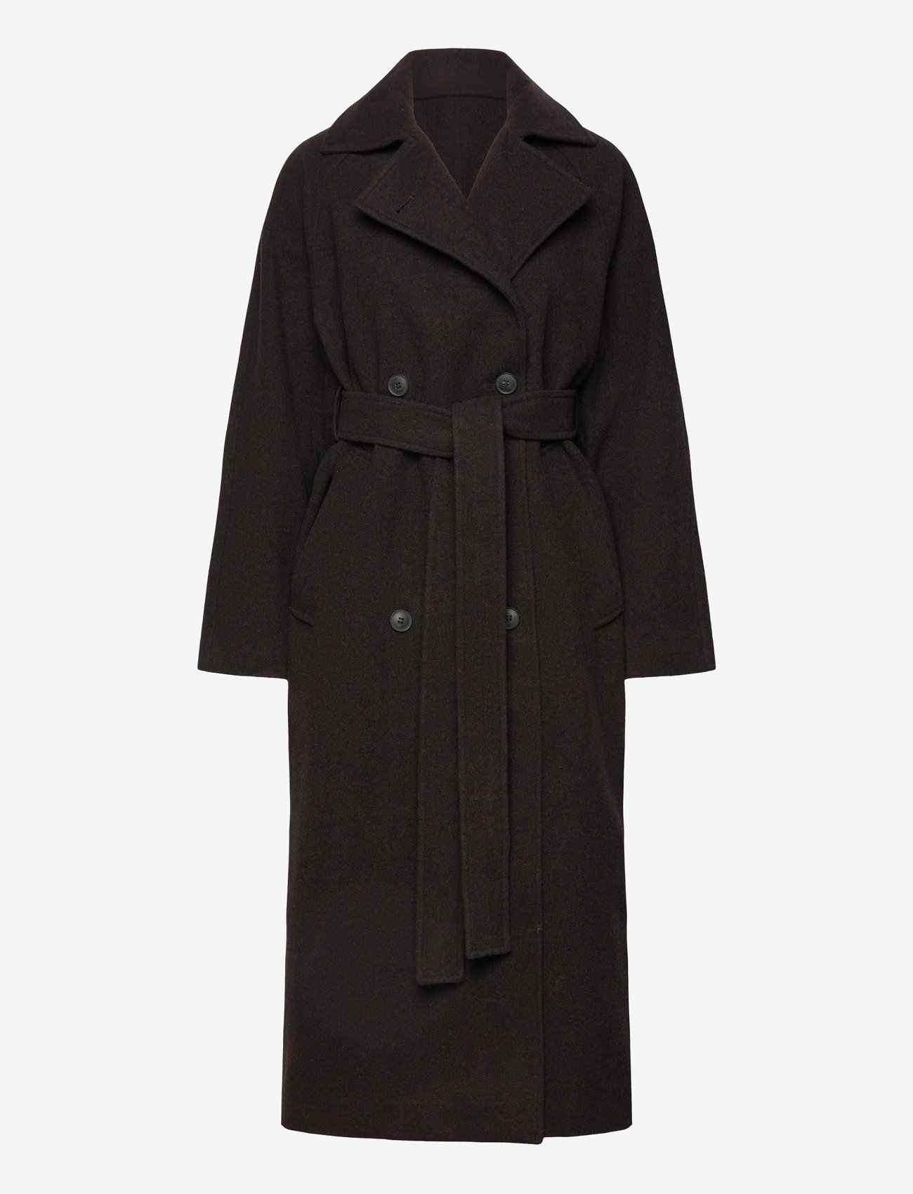 Weekday - Oversized Wool-Blend Double-Breasted Coat - vinterjackor - brown melange - 0