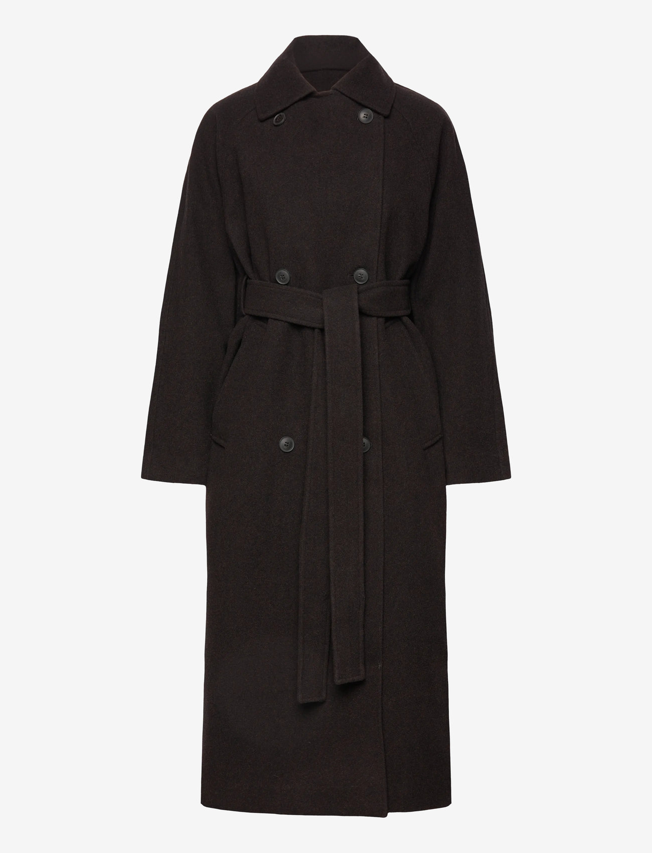 Weekday - Oversized Wool-Blend Double-Breasted Coat - vinterjackor - brown melange - 2