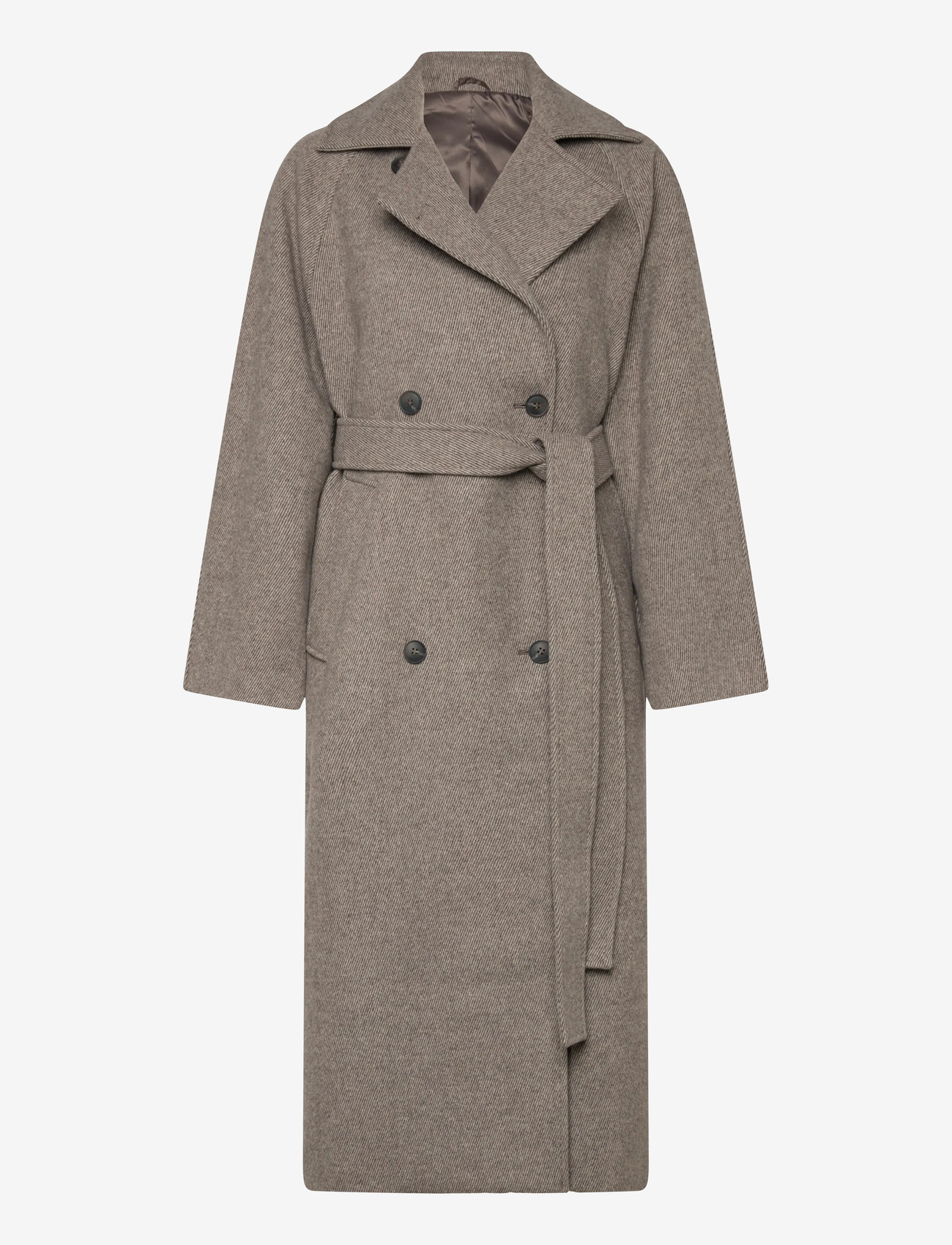 Weekday - Oversized Wool-Blend Double-Breasted Coat - winterjacken - mole diagonal - 0