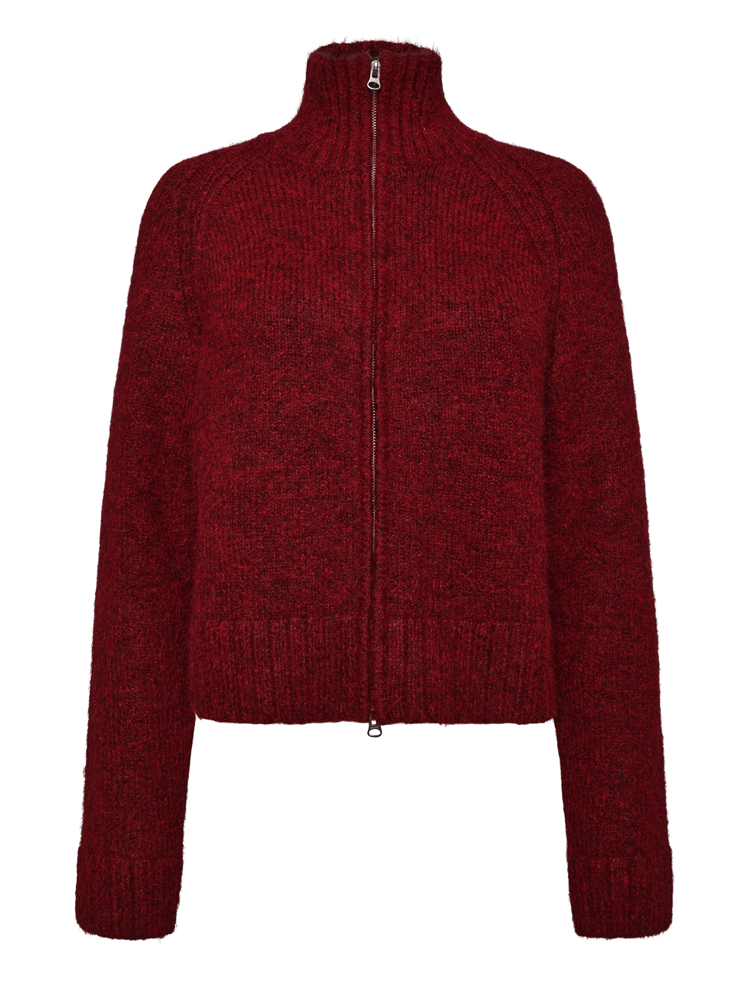 Weekday Soft Knitted Fitted Zip Cardigan, M, Knitwear, Rot - Cardigans, Frauen
