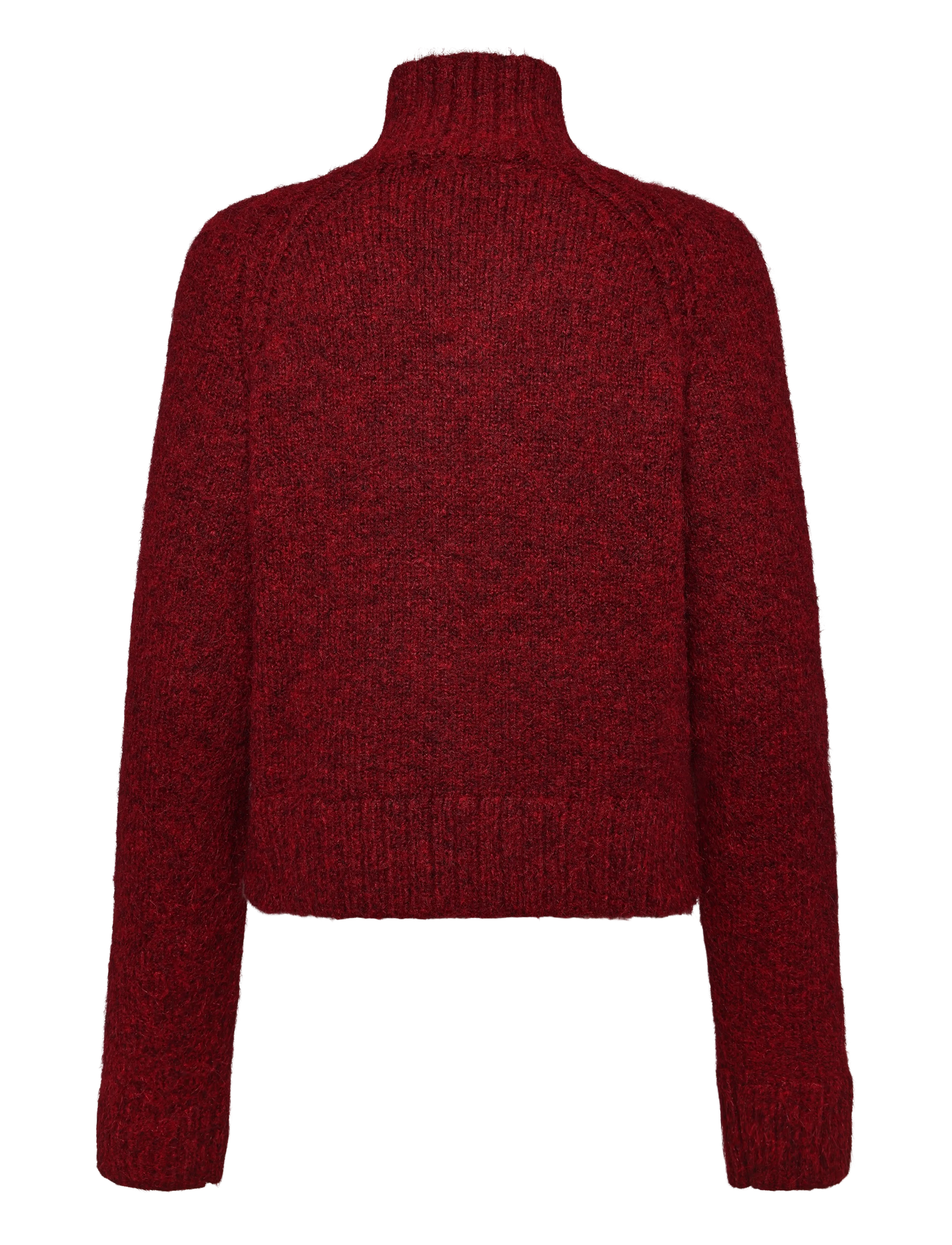 Weekday - Soft Knitted Fitted Zip Cardigan - cherry red - 1