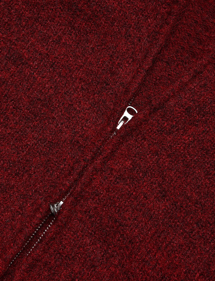 Weekday - Soft Knitted Fitted Zip Cardigan - cardigans - cherry red - 3