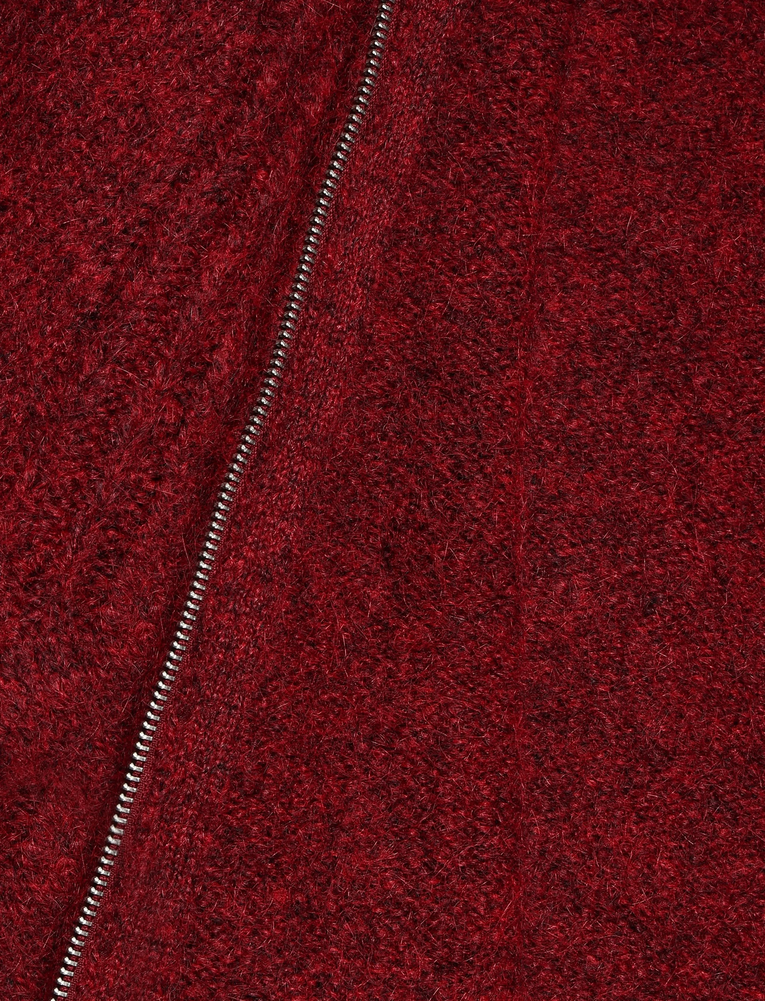 Weekday - Soft Knitted Fitted Zip Cardigan - cherry red - 4