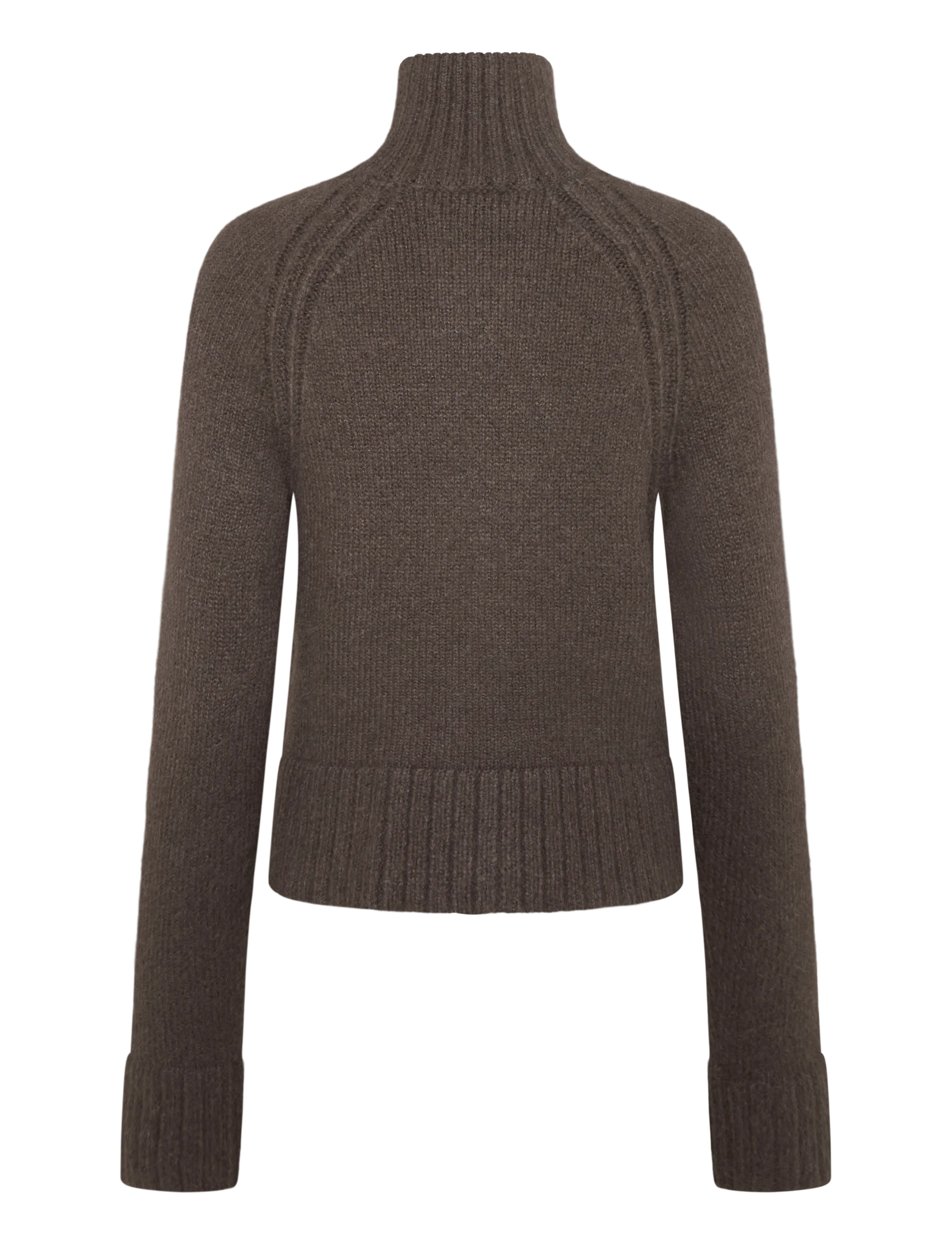 Weekday - Soft Knitted Fitted Zip Cardigan - koftor - dark brown melange - 1