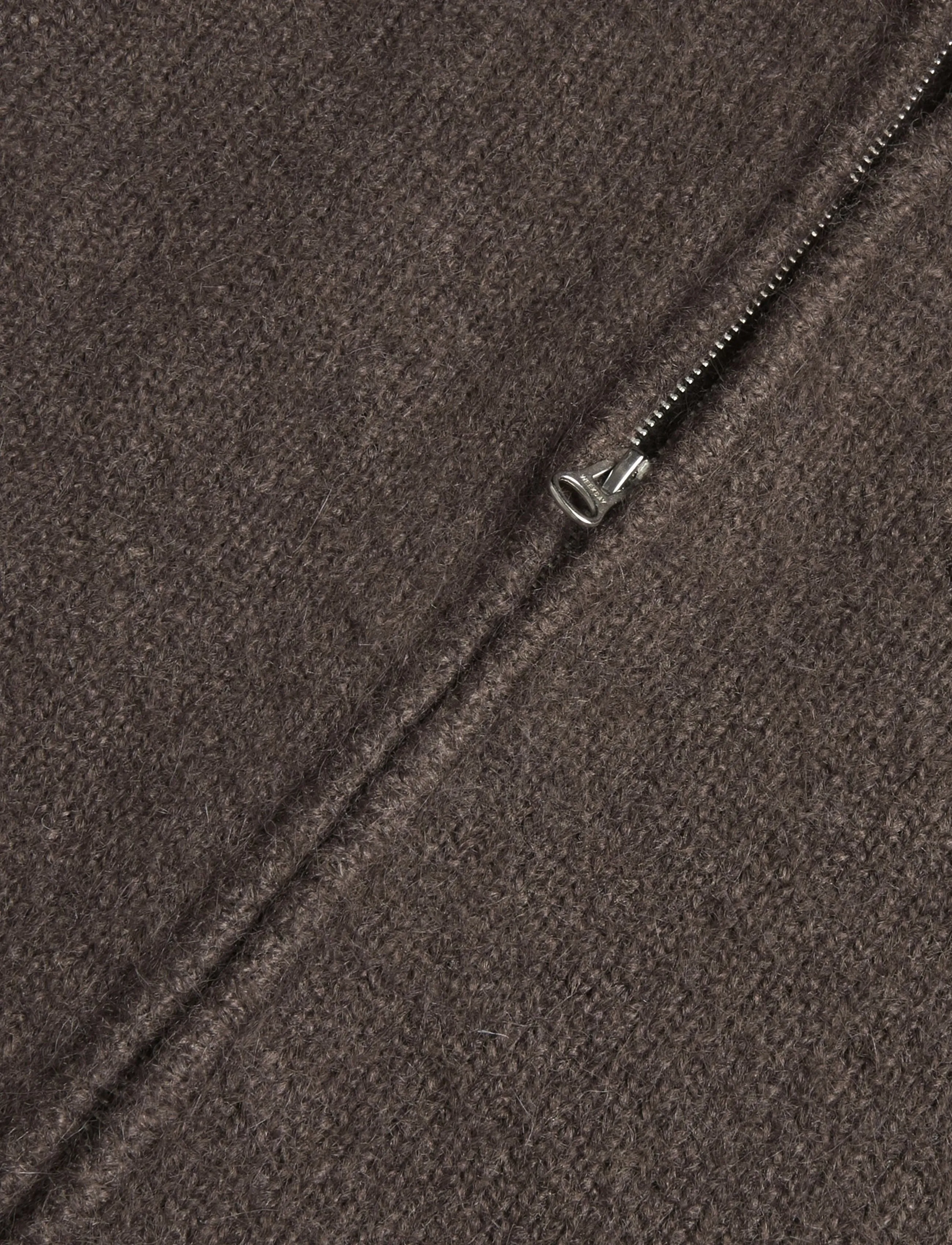 Weekday - Soft Knitted Fitted Zip Cardigan - koftor - dark brown melange - 3