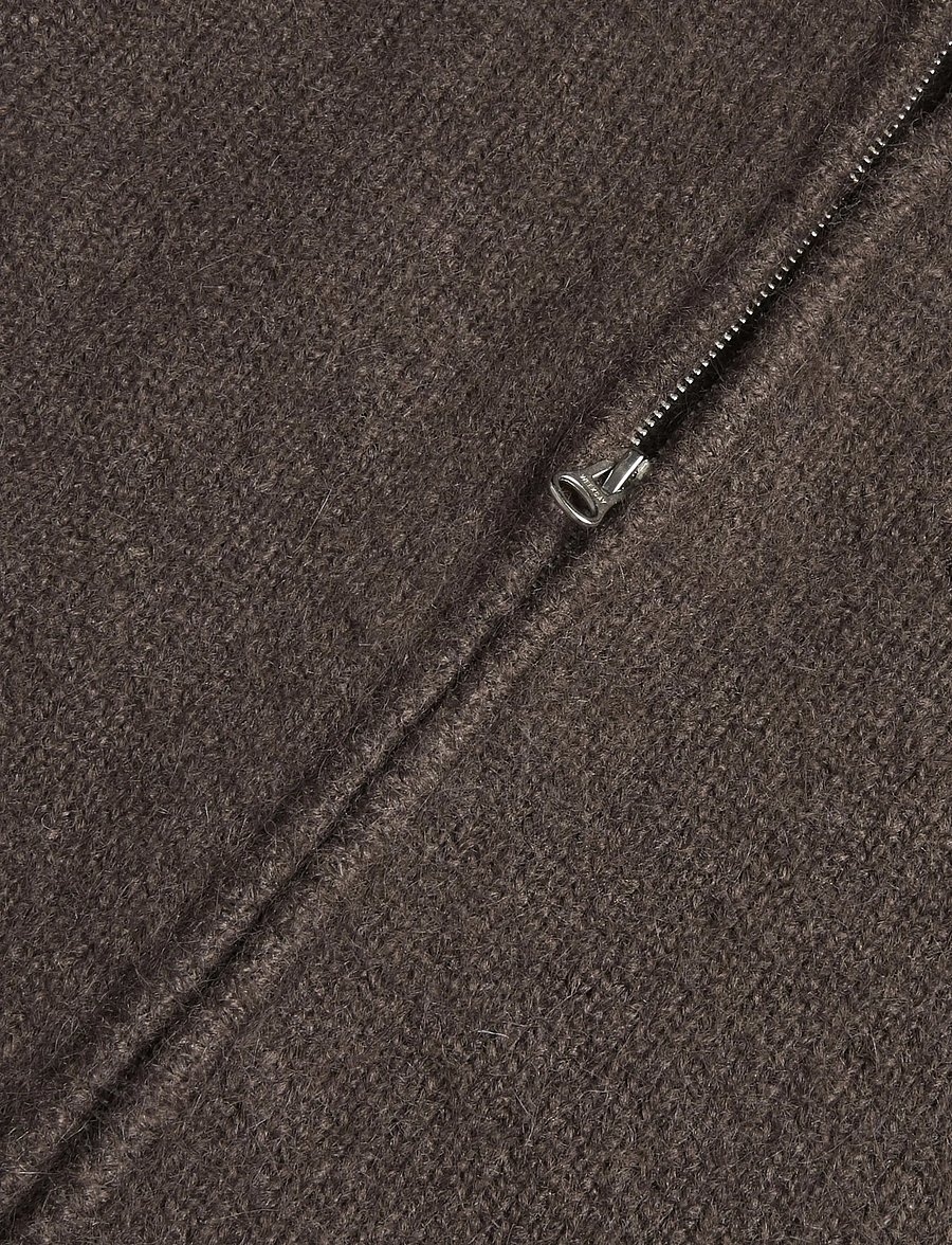 Weekday - Soft Knitted Fitted Zip Cardigan - cardigans - dark brown melange - 3