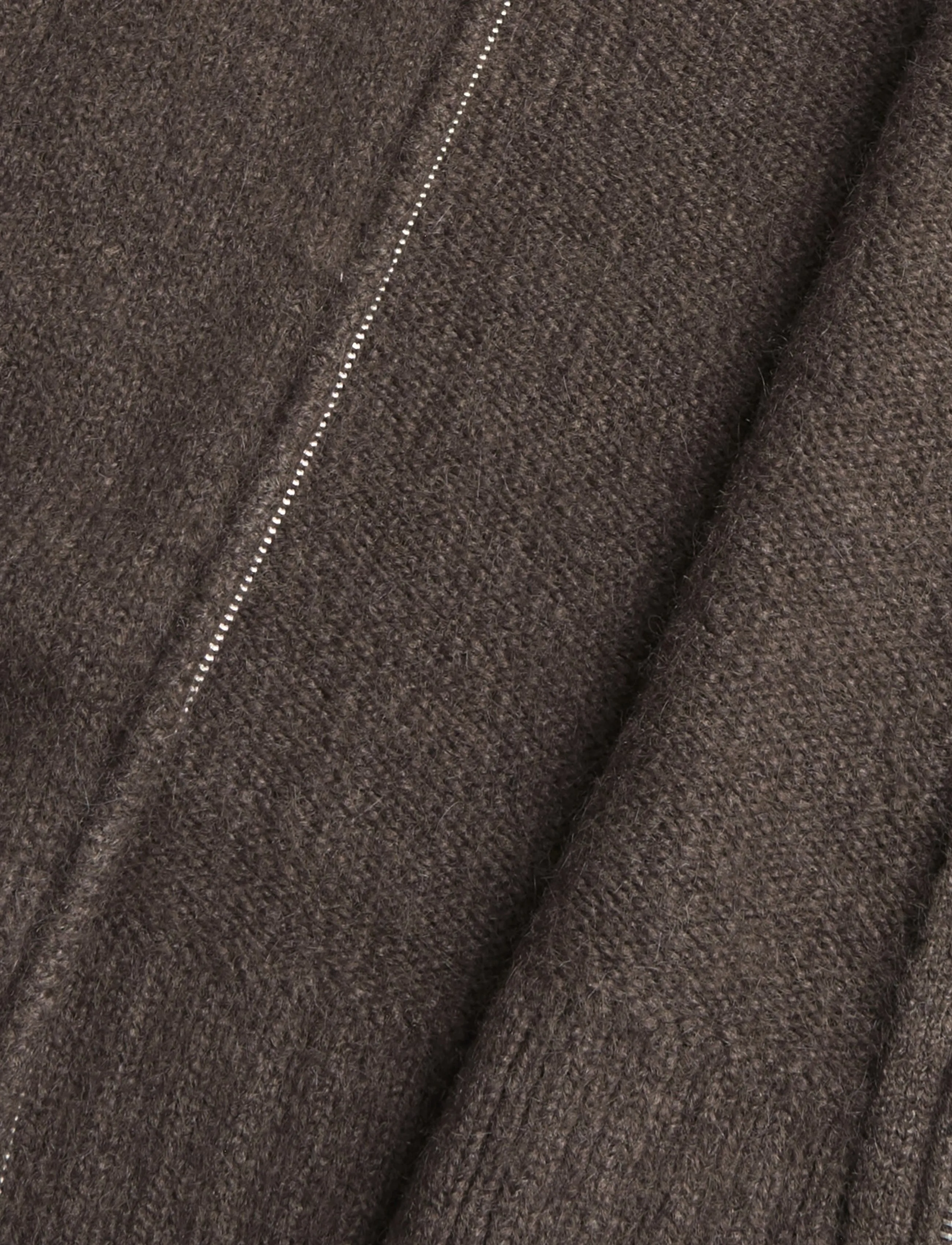 Weekday - Soft Knitted Fitted Zip Cardigan - koftor - dark brown melange - 4