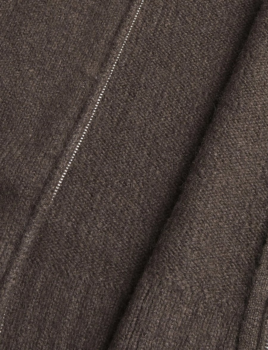 Weekday - Soft Knitted Fitted Zip Cardigan - cardigans - dark brown melange - 4