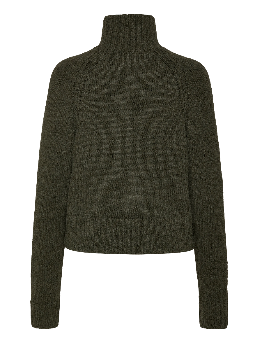 Weekday - Soft Knitted Fitted Zip Cardigan - kardiganid - dark green - 1