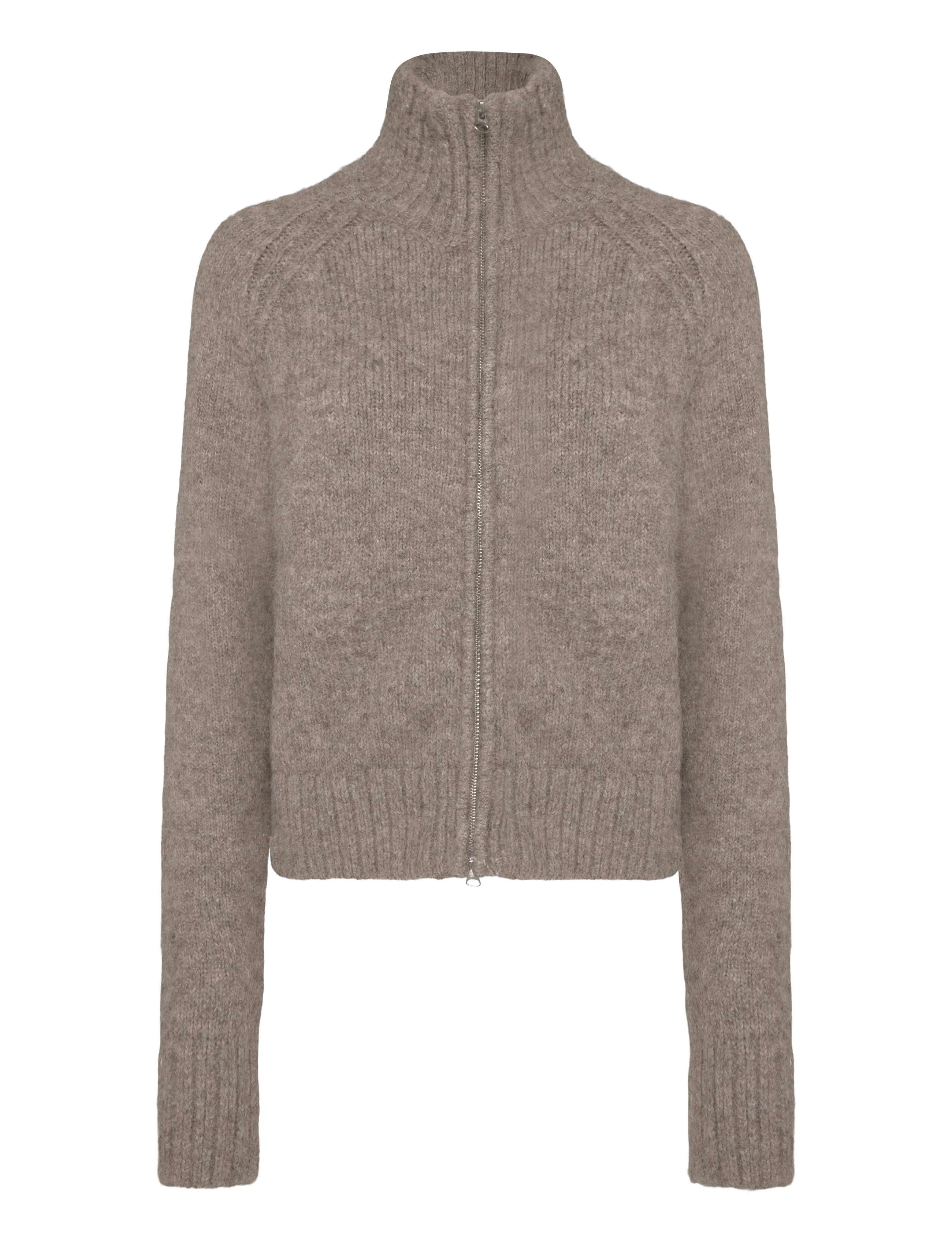Weekday Soft Knitted Fitted Zip Cardigan - Weekday - DARK MOLE / brown