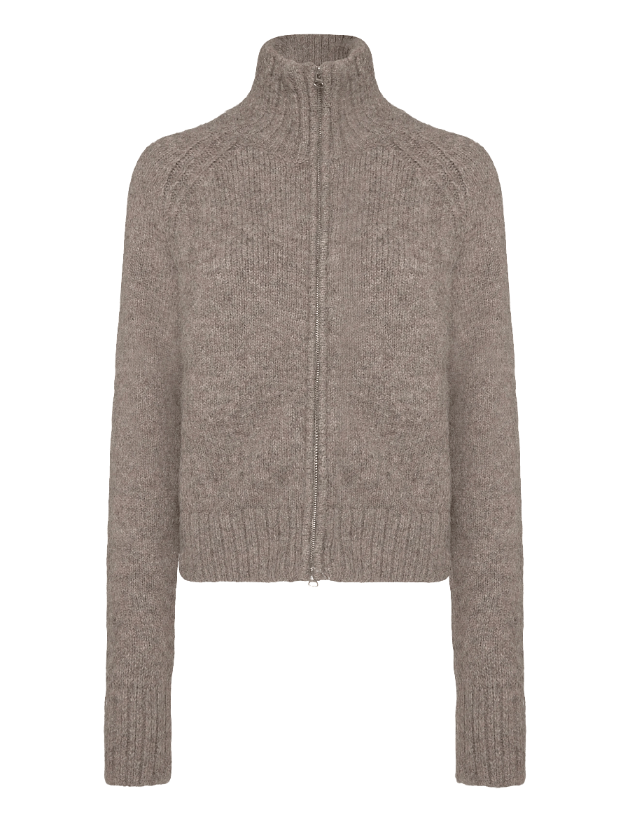 Weekday - Soft Knitted Fitted Zip Cardigan - strickjacken - dark mole - 0