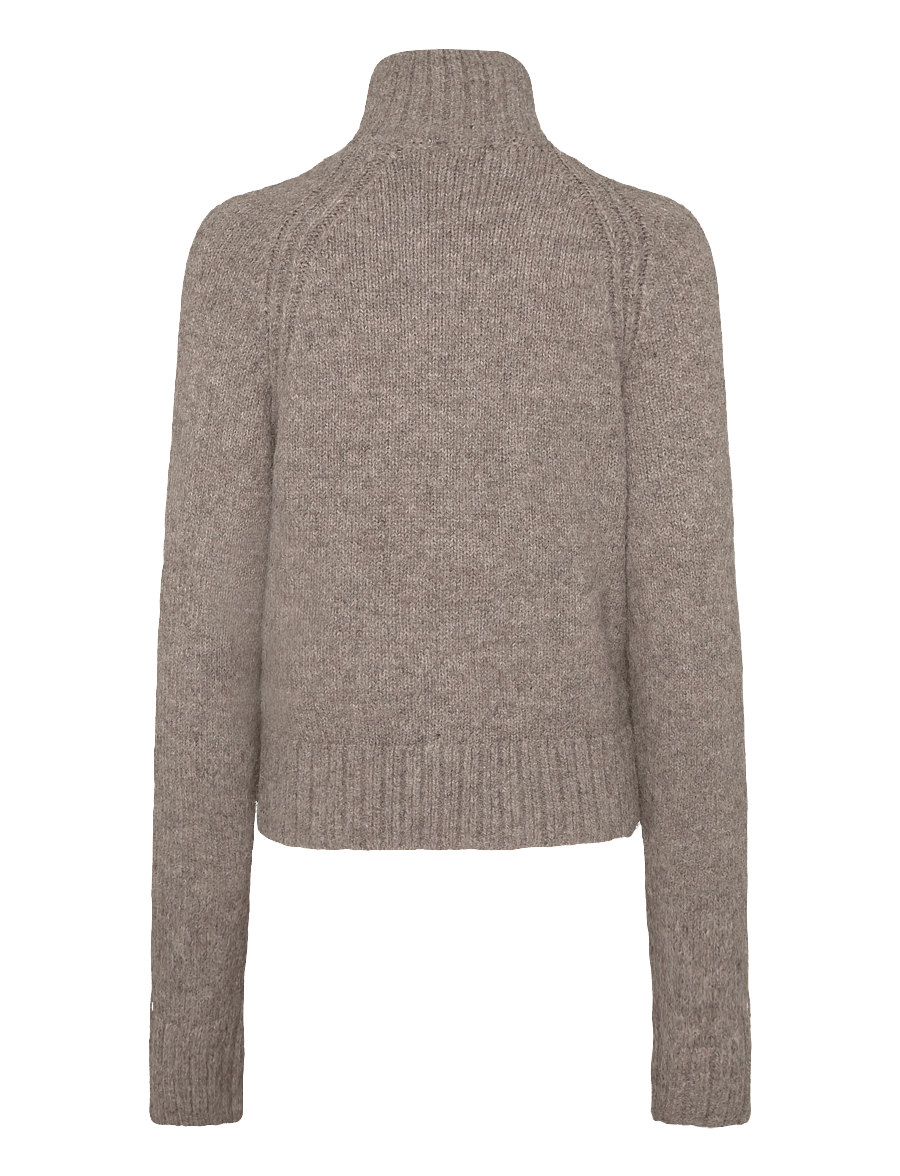 Weekday - Soft Knitted Fitted Zip Cardigan - strickjacken - dark mole - 1