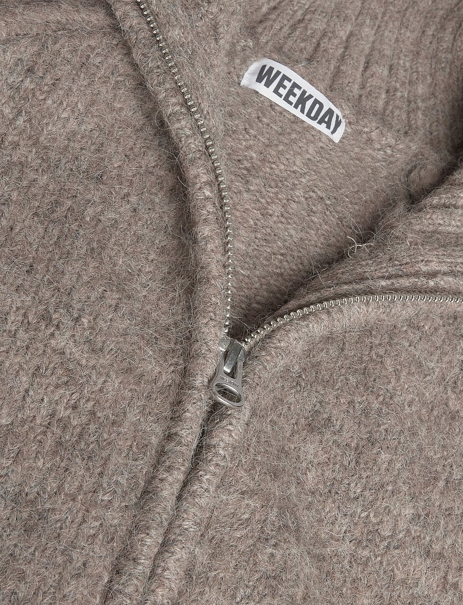 Weekday - Soft Knitted Fitted Zip Cardigan - strickjacken - dark mole - 2