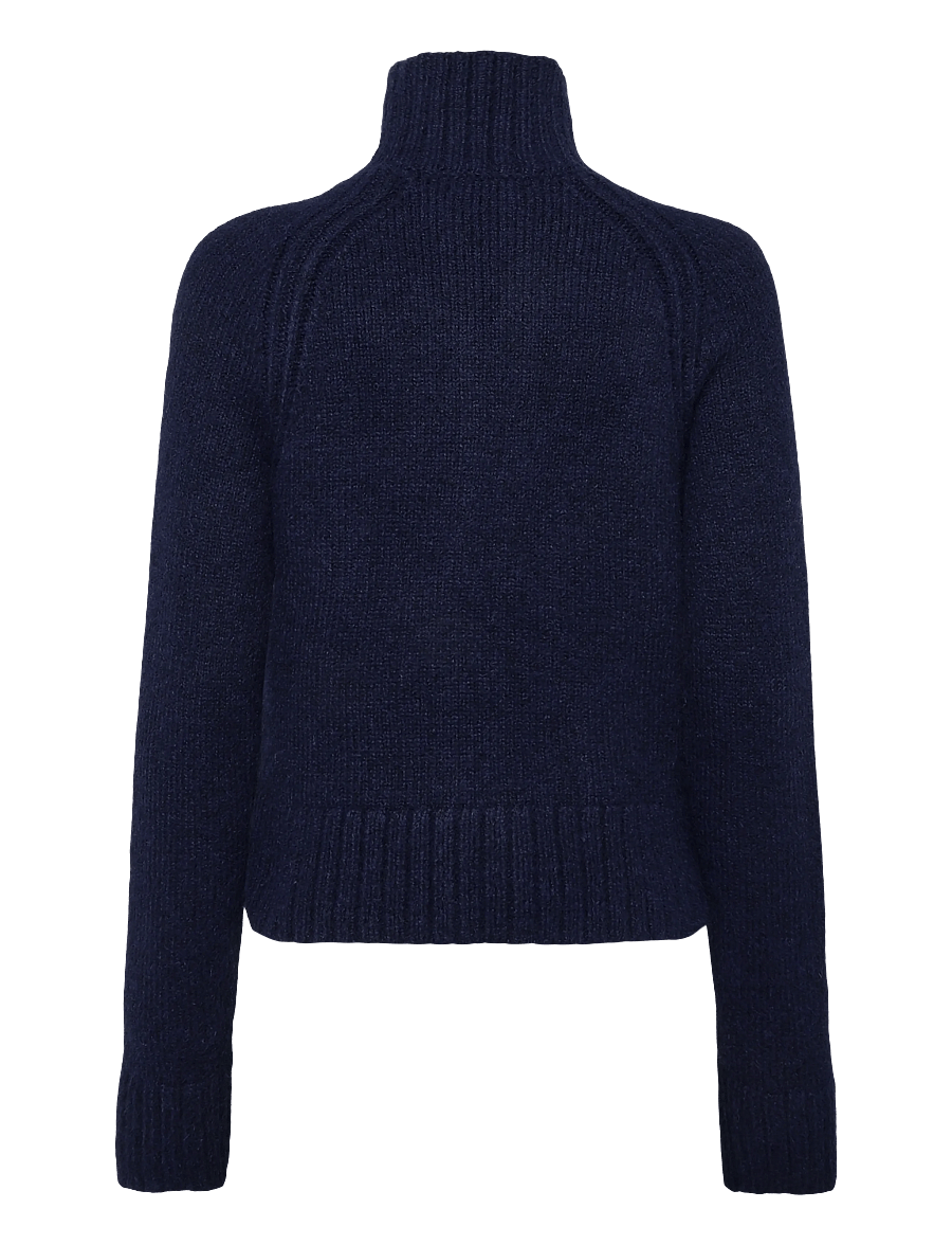 Weekday - Soft Knitted Fitted Zip Cardigan - koftor - navy - 1