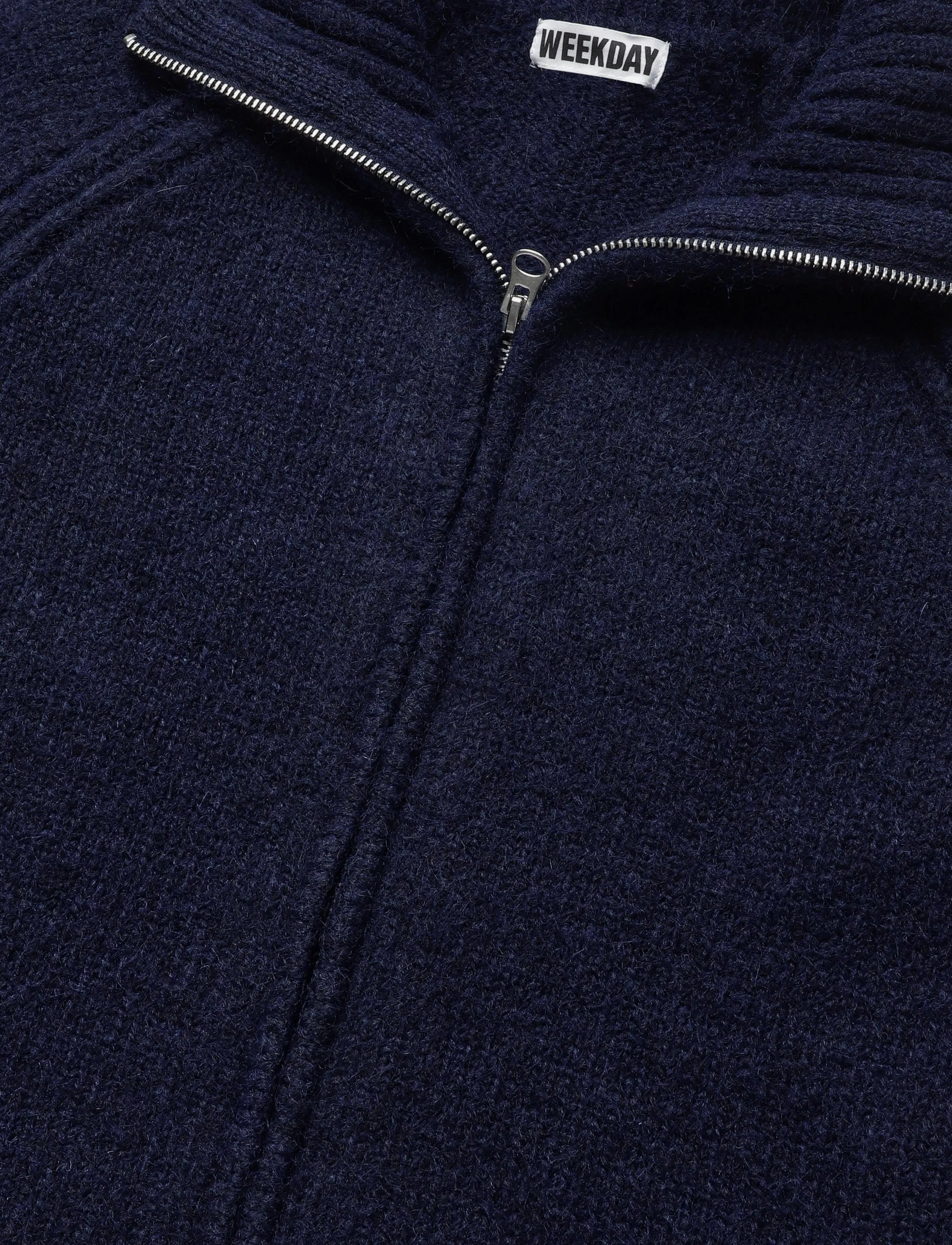 Weekday - Soft Knitted Fitted Zip Cardigan - cardigans - navy - 2