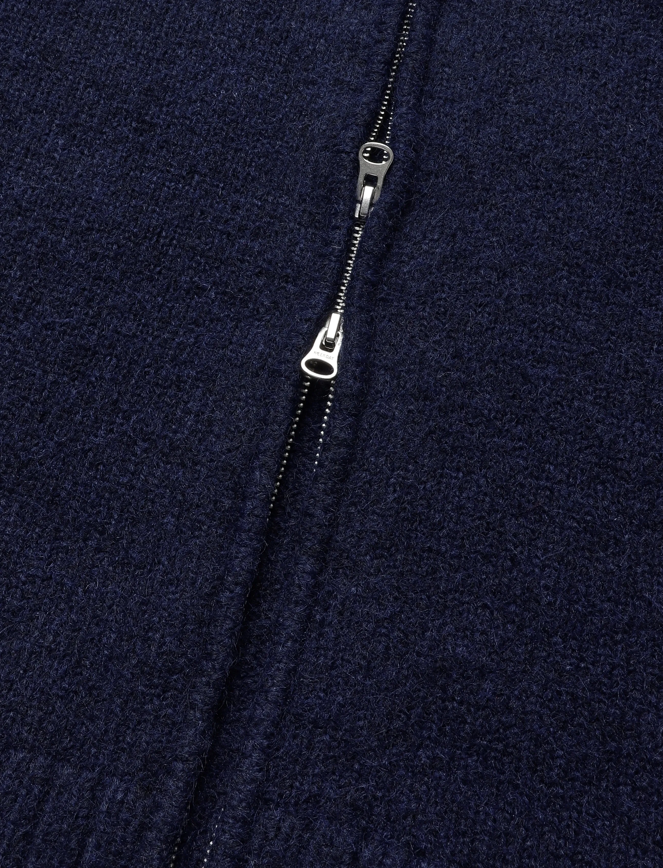 Weekday - Soft Knitted Fitted Zip Cardigan - cardigans - navy - 3