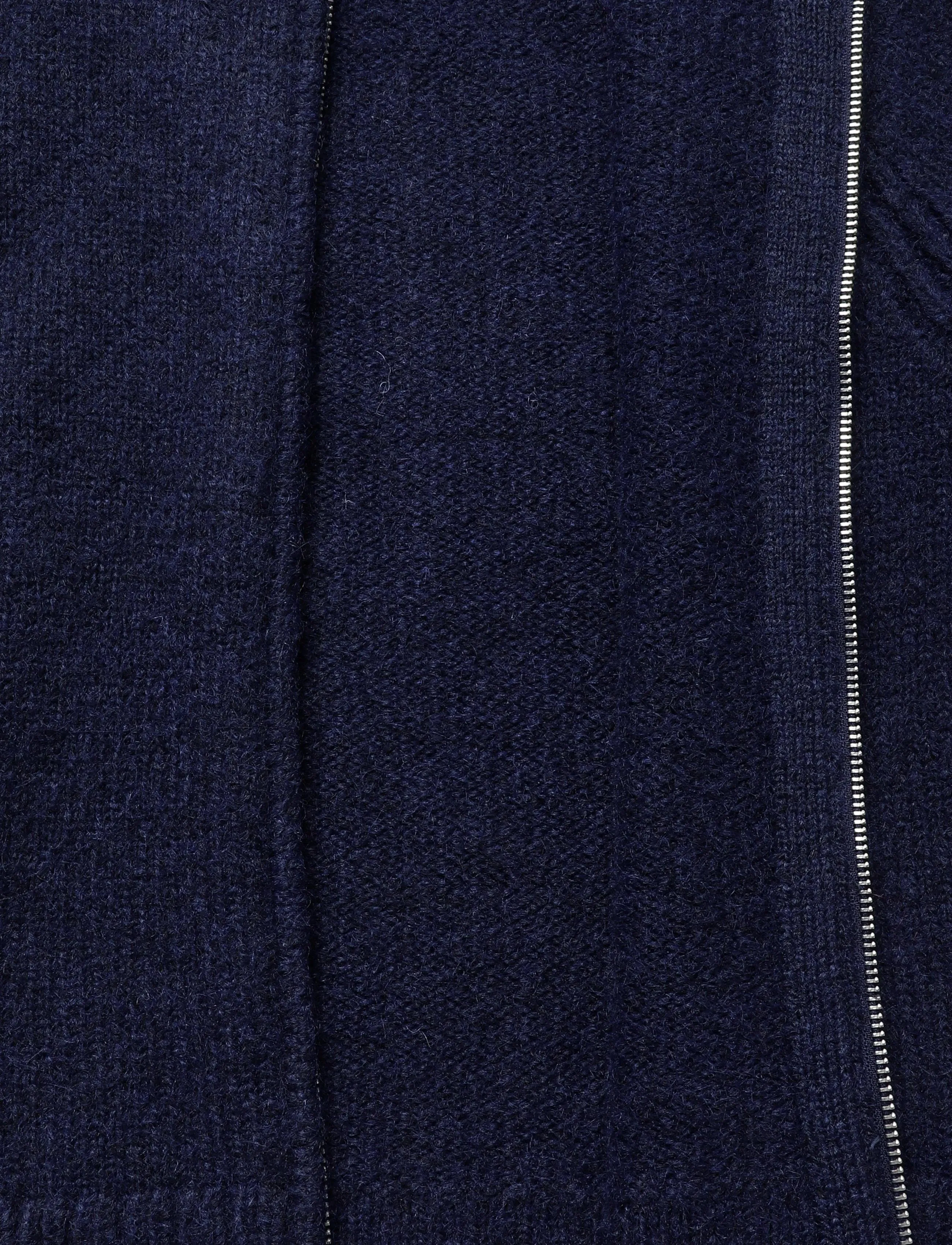 Weekday - Soft Knitted Fitted Zip Cardigan - cardigans - navy - 4
