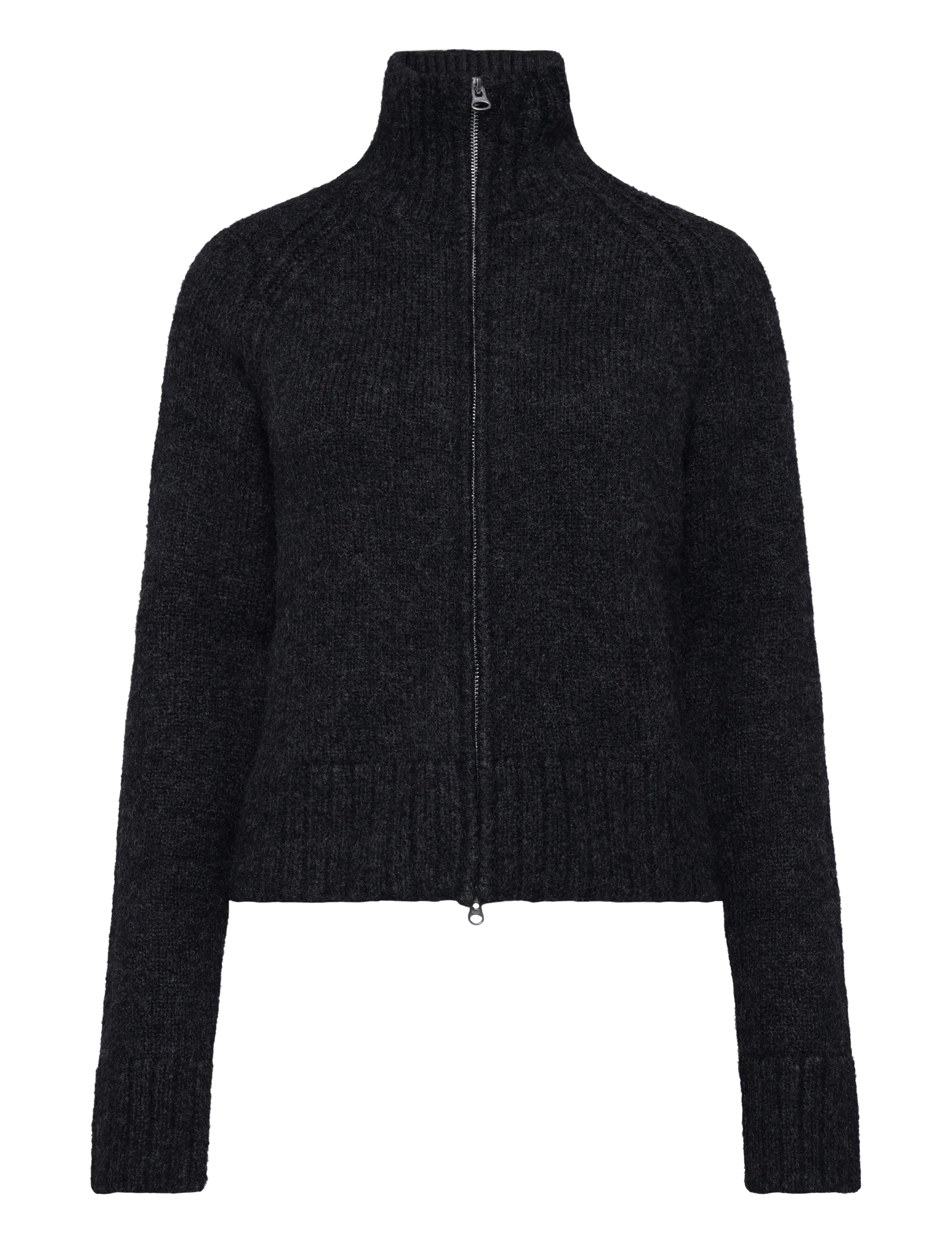 Soft Knitted Fitted Zip Cardigan