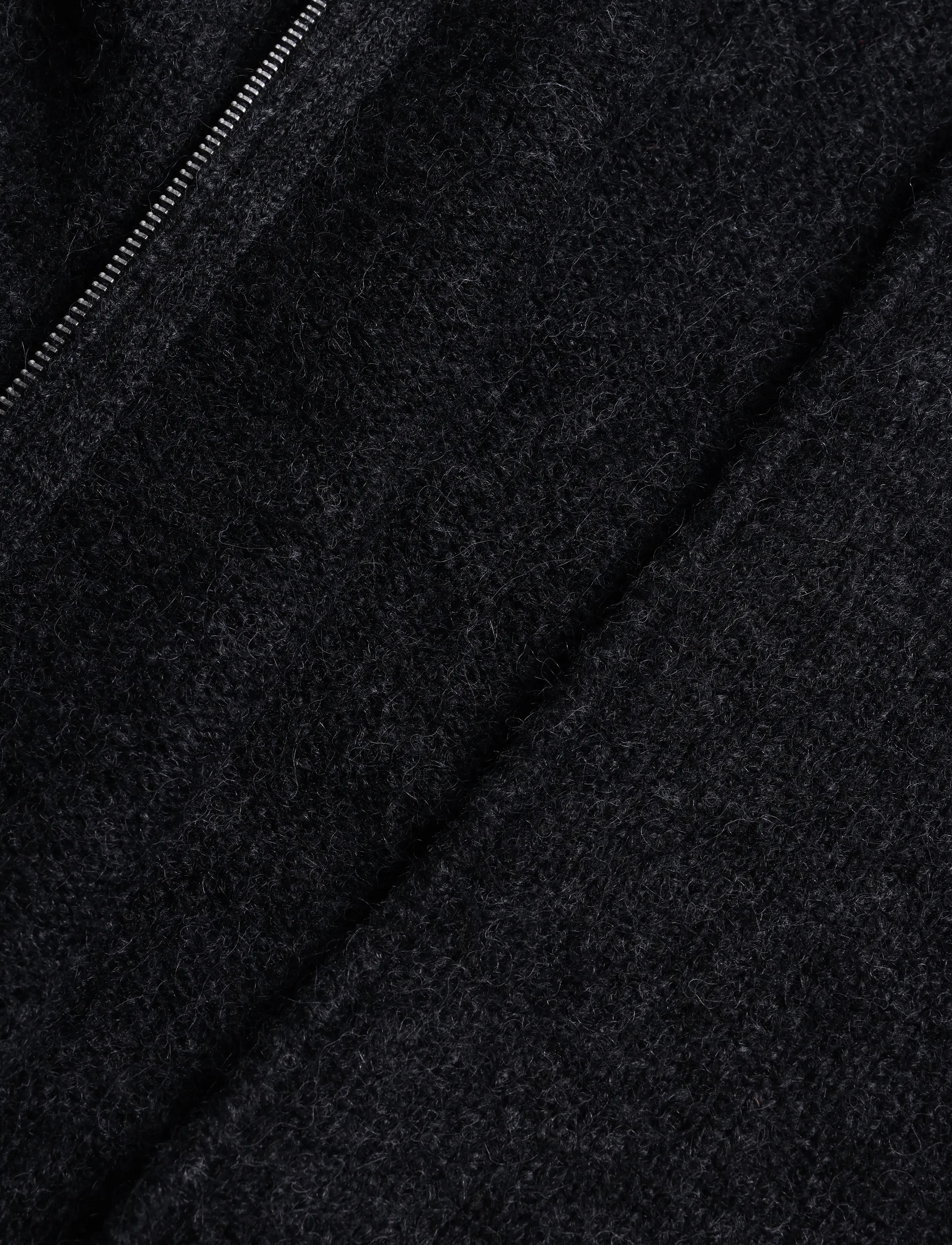 Weekday - Soft Knitted Fitted Zip Cardigan - cardigans - off black - 4