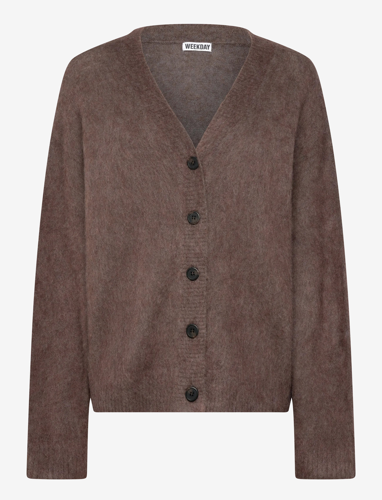 Weekday - Loose Fit Mohair Blend V-Neck Cardigan - dark mole - 0