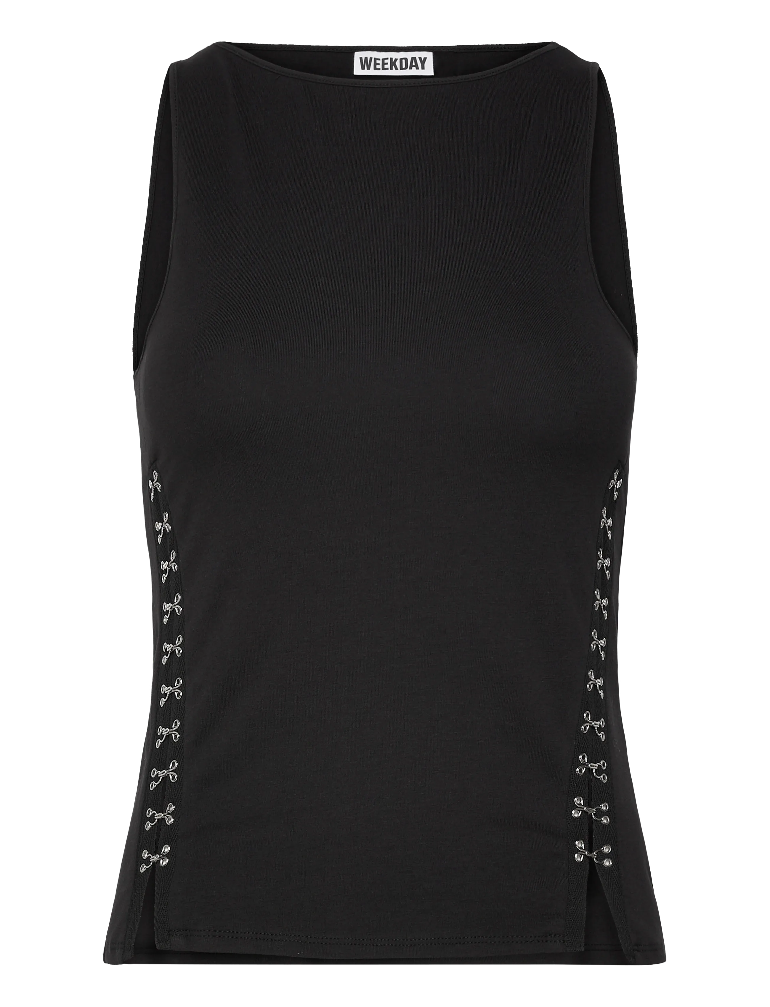 Weekday Fitted Hook & Eye Tank Top - Uus - BLACK / black