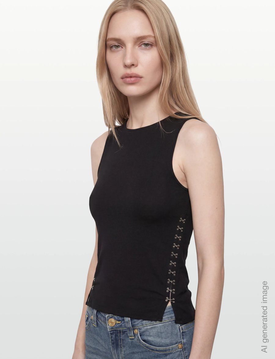 Weekday - Fitted Hook & Eye Tank Top - tanktops - black - 3