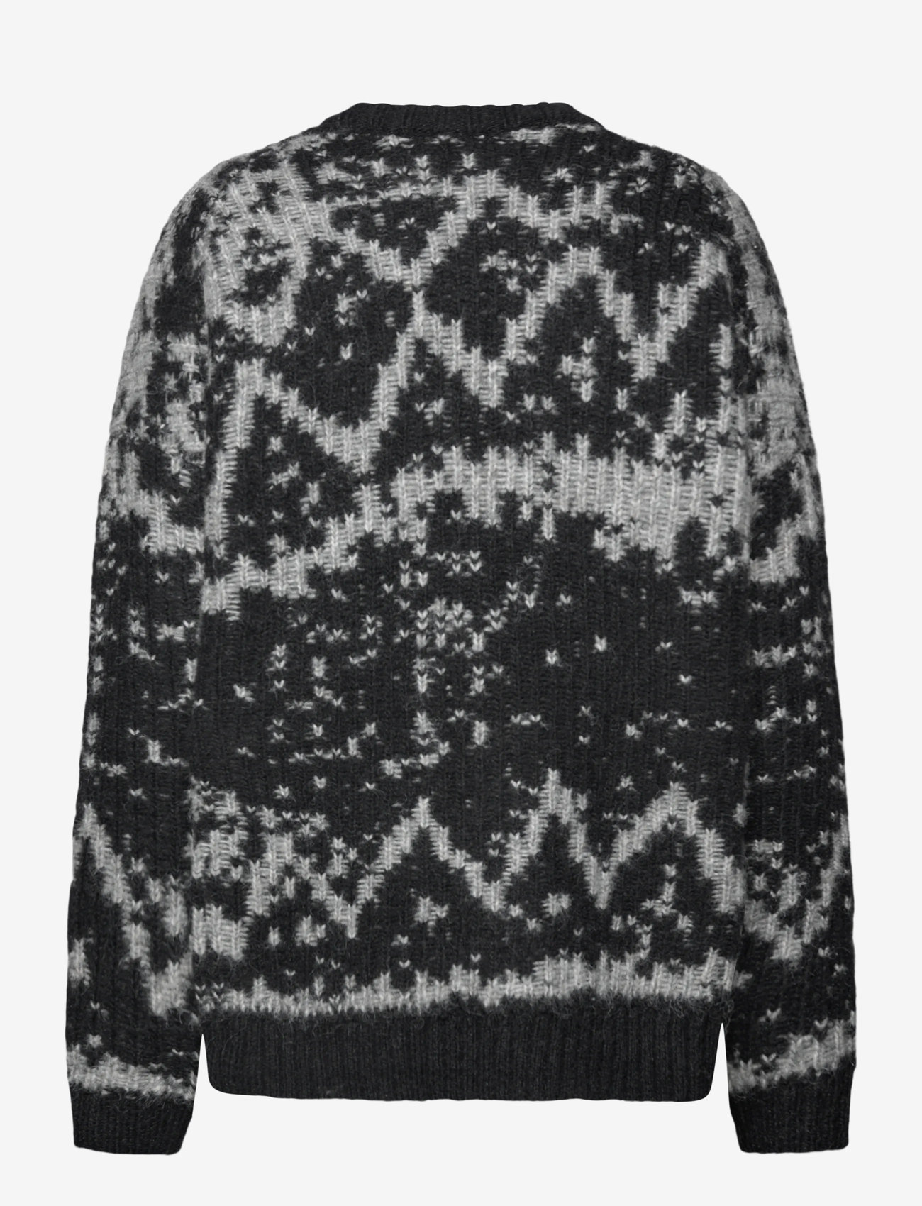 Weekday - Oversized Fair Isle Knit Sweater - stickade tröjor - black - 1