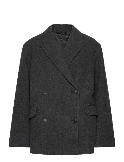 Oversized Wool-Blend Double-Breasted Blazer - Uldjakker