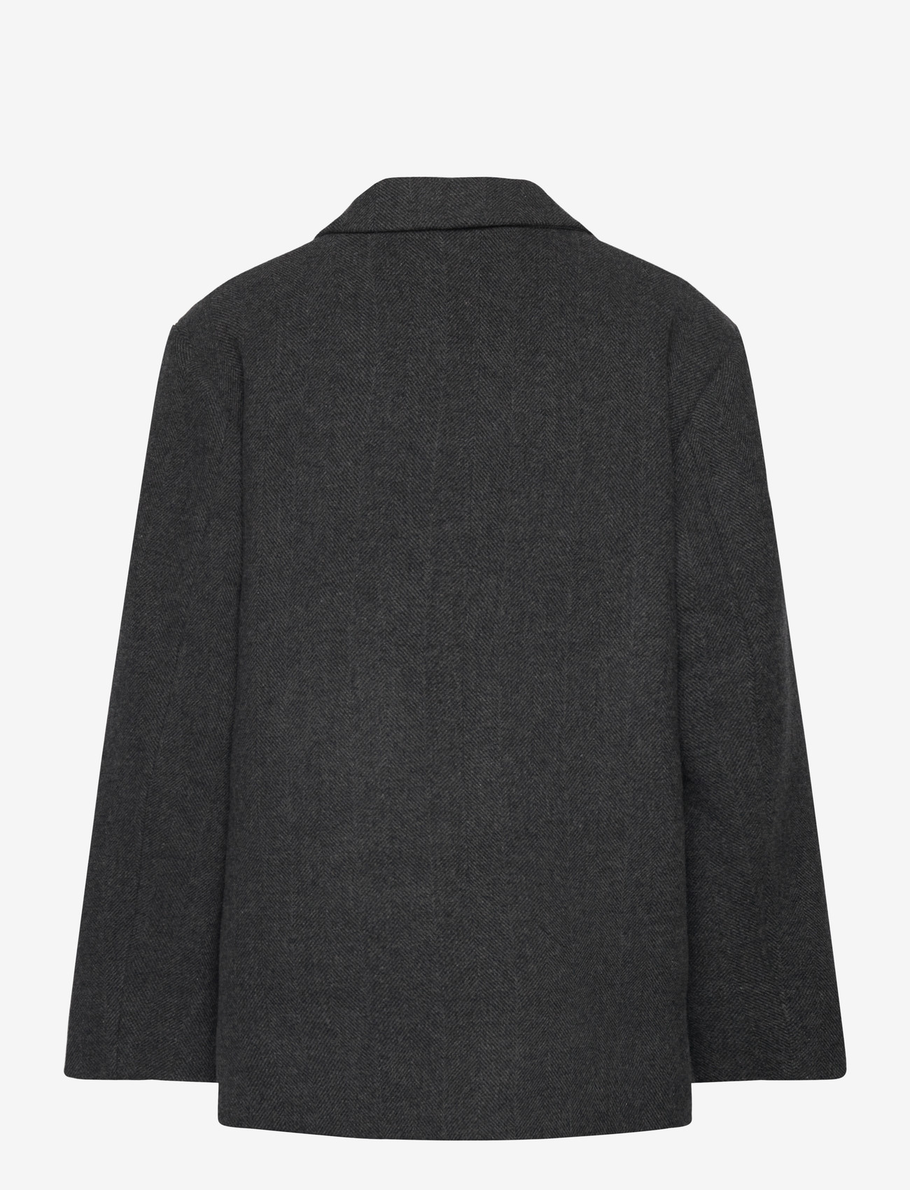 Weekday - Oversized Wool-Blend Double-Breasted Blazer - dubbelknäppta kavajer - dark grey herringbone - 1