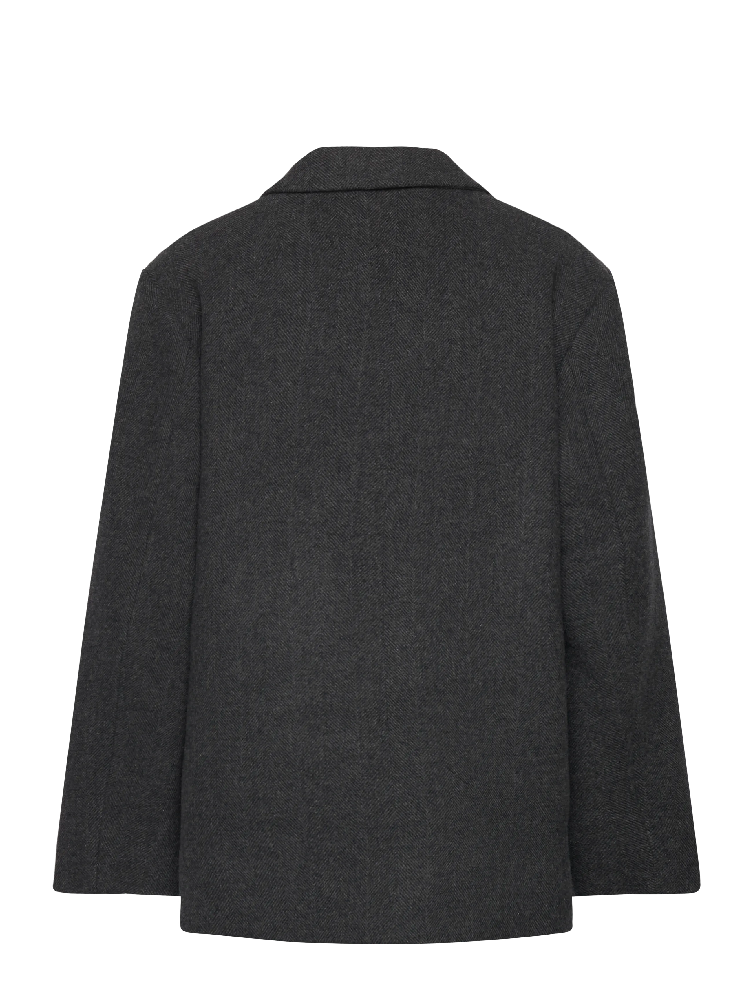 Weekday - Oversized Wool-Blend Double-Breasted Blazer - vilnas virsjakas - dark grey herringbone - 1