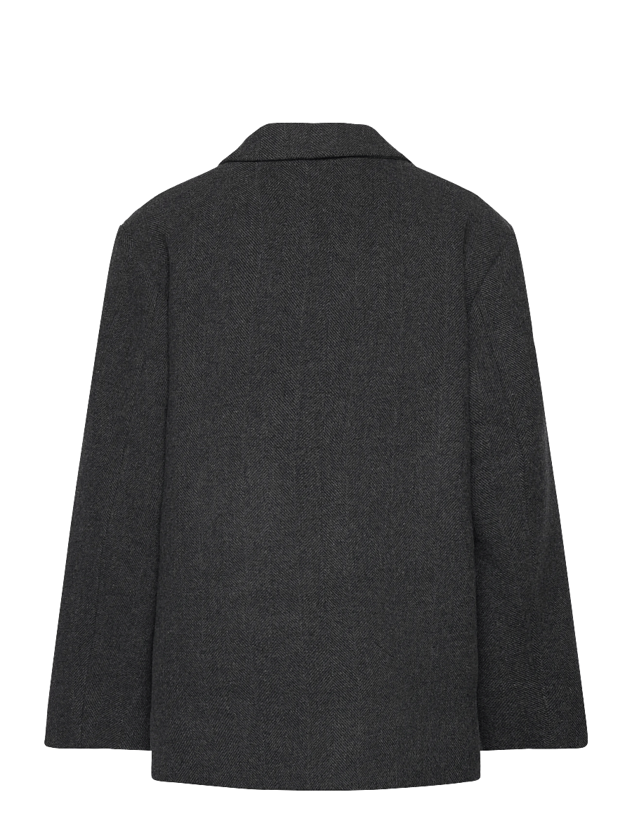 Weekday - Oversized Wool-Blend Double-Breasted Blazer - ulljackor - dark grey herringbone - 1