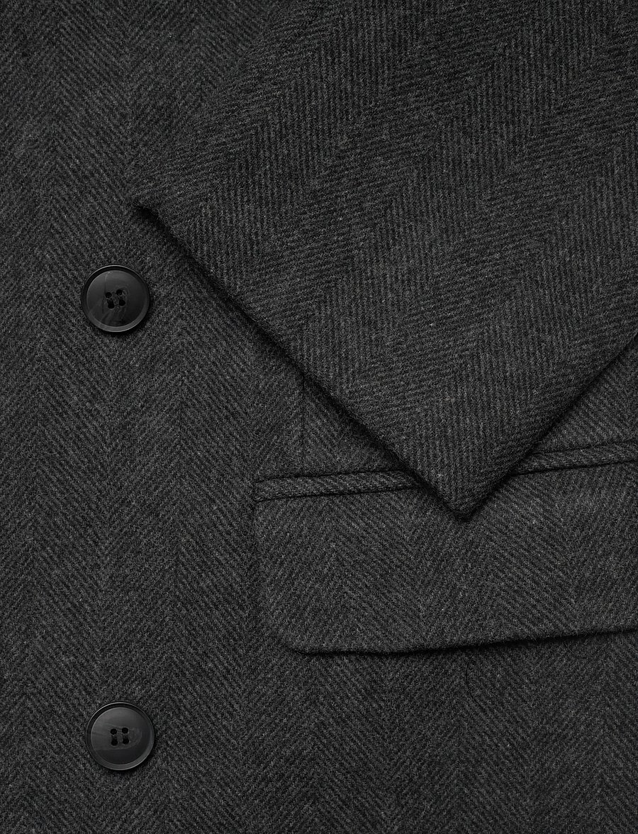 Weekday - Oversized Wool-Blend Double-Breasted Blazer - ulljackor - dark grey herringbone - 3